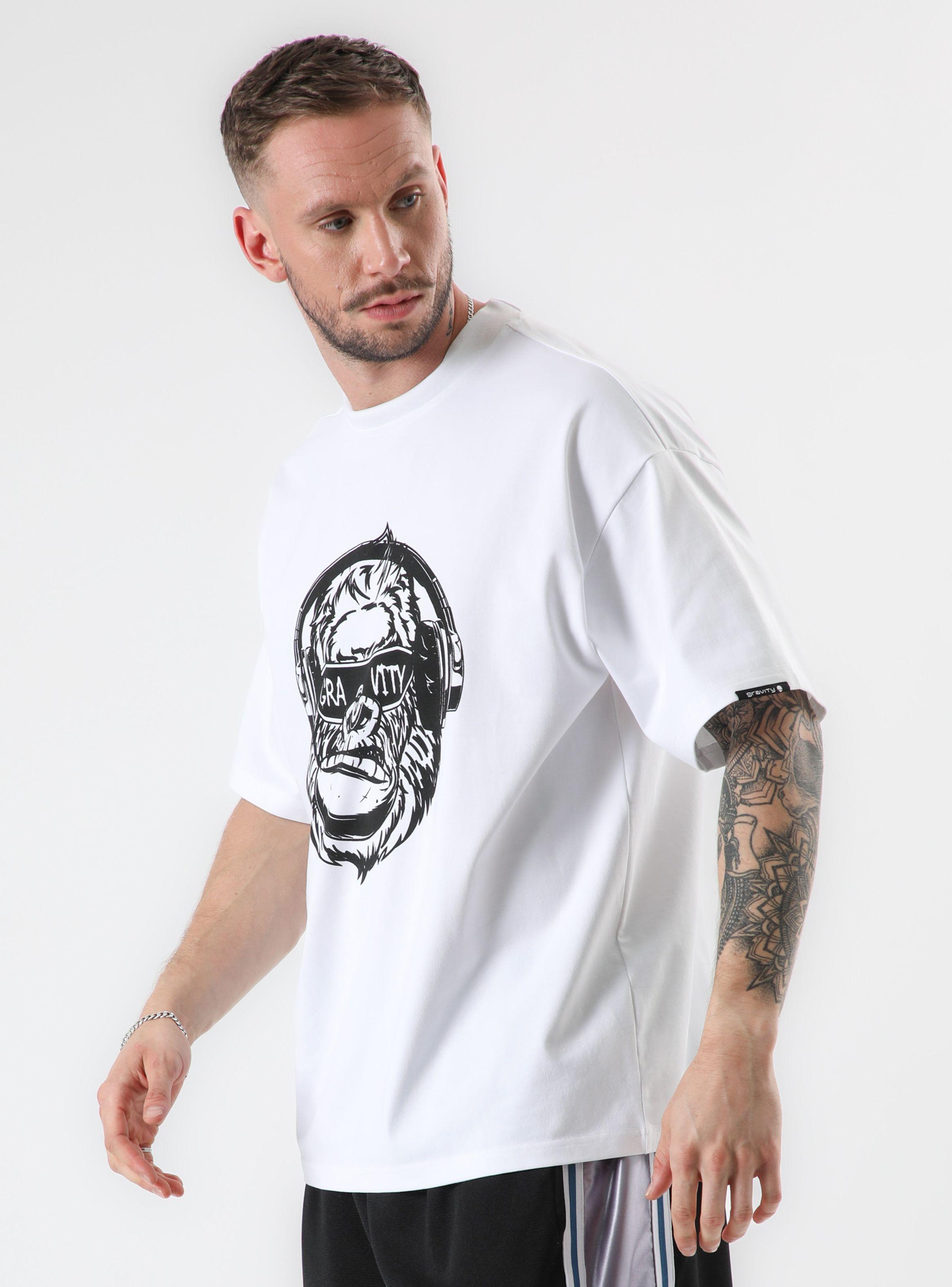 Polera MC Oversize Tela Heavy Weight, Front Print Gorila-2