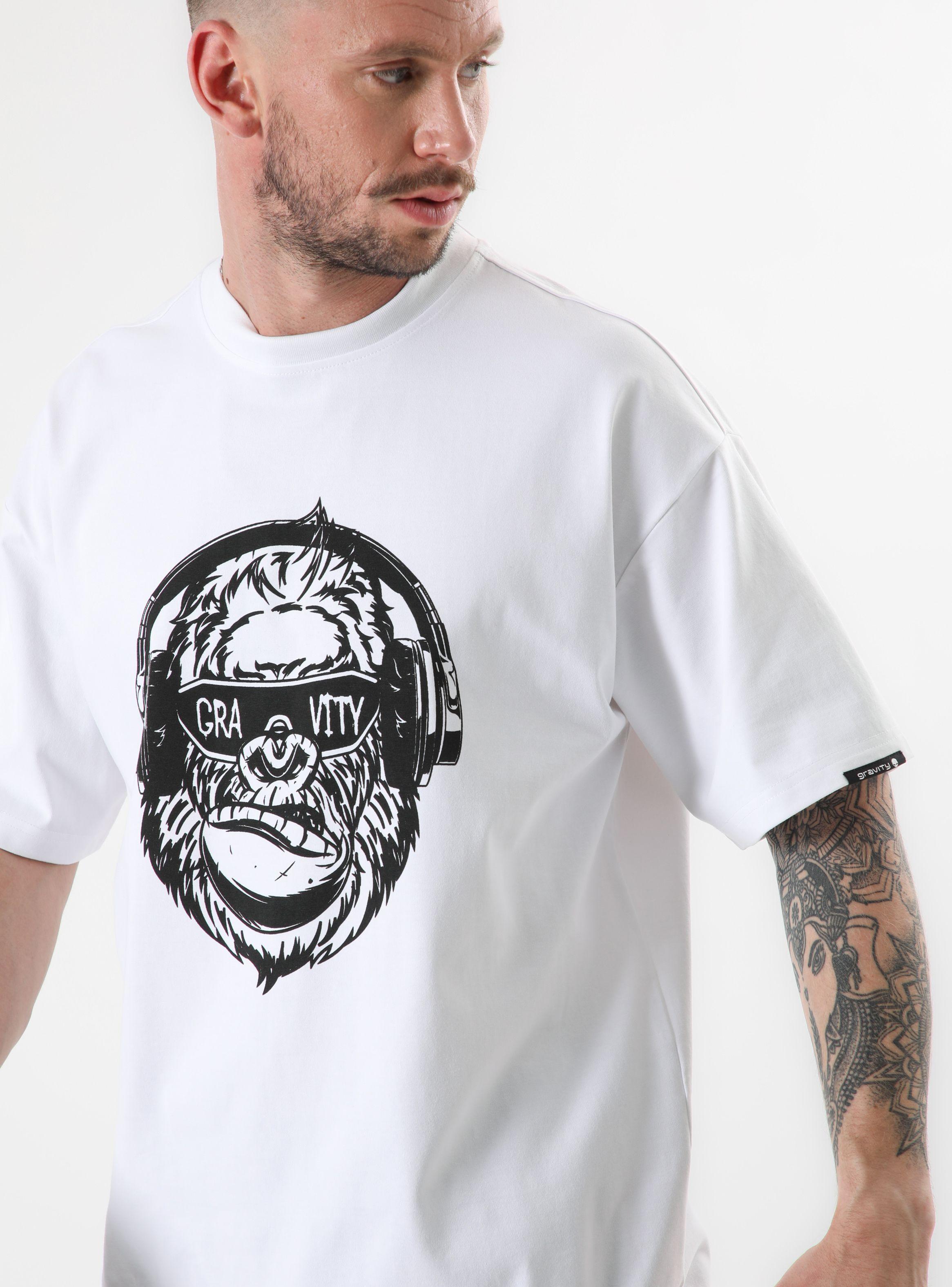 Polera MC Oversize Tela Heavy Weight, Front Print Gorila-3