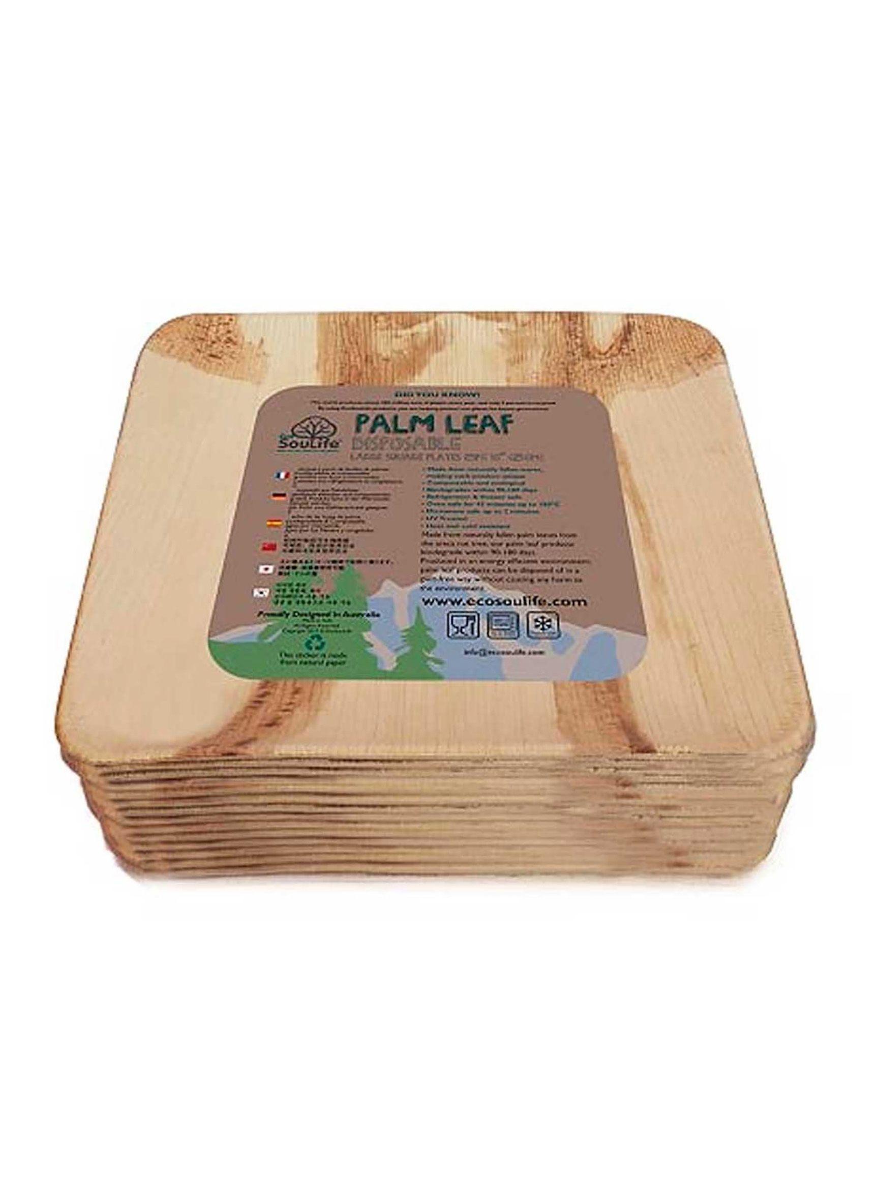 5 Platos Medianos Ecológicos 20 cm x 20 cm de Hoja de Palma-1