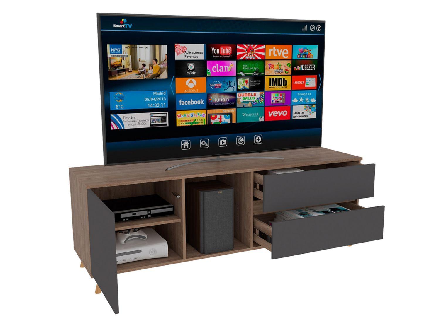 Rack TuHome TV 60" + Mesa Centro Salem Miel Plomo-6