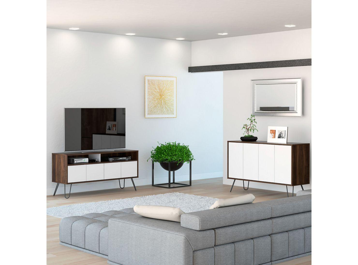 Combo Muebles Vassel Habano Blanco Buffet + Rack TV 55" TuHome-1