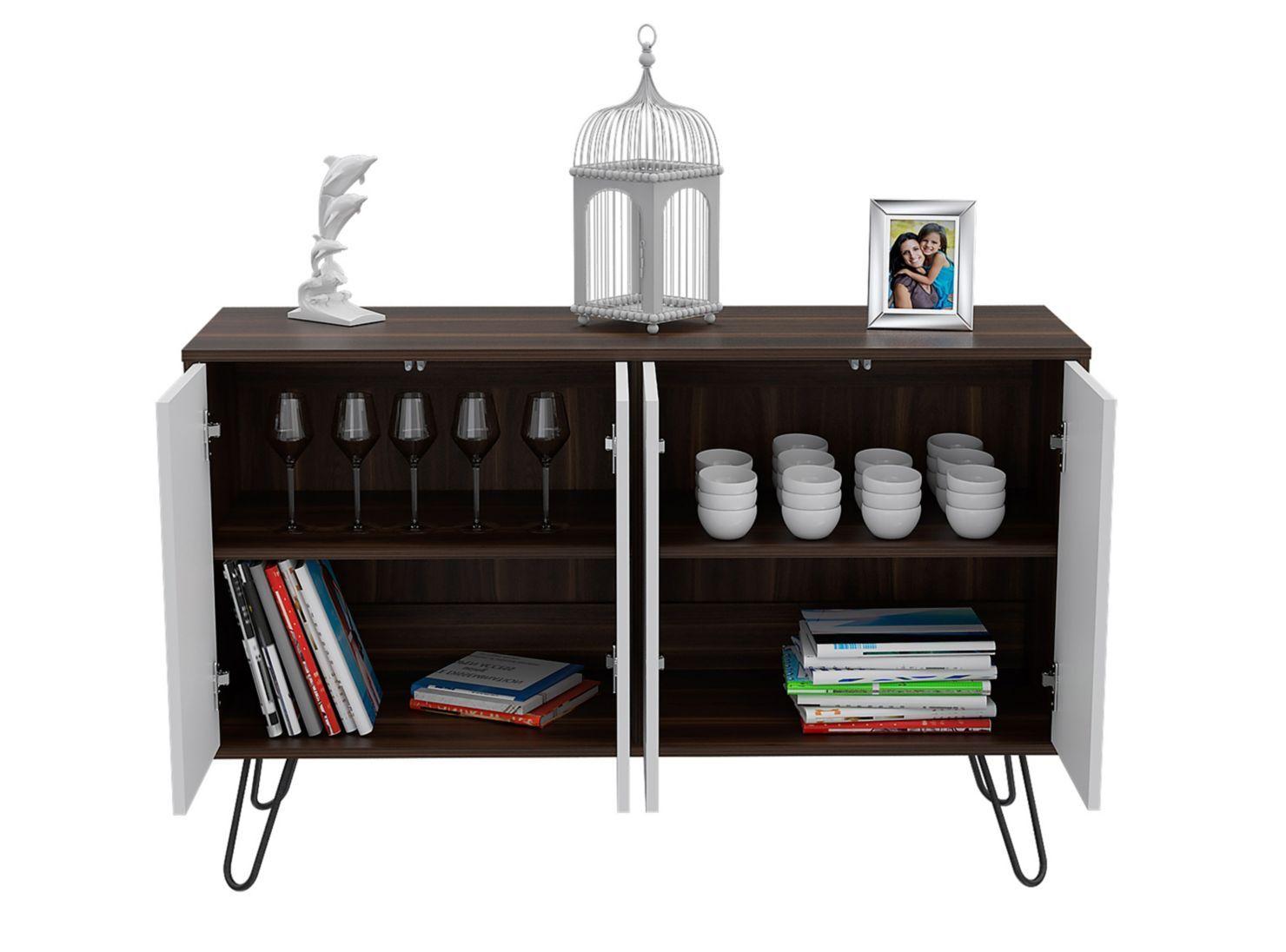 Combo Muebles Vassel Habano Blanco Buffet + Rack TV 55" TuHome-3