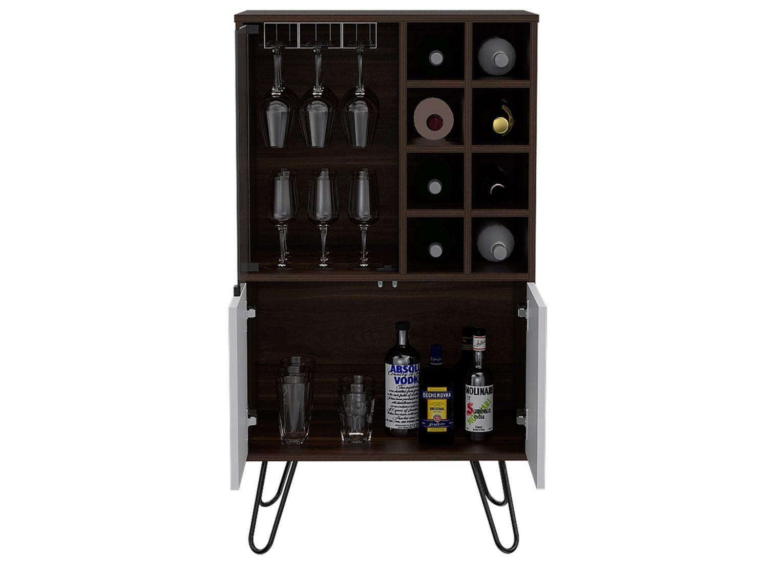 Combo Muebles Vassel Habano Blanco Biblioteca + Bar TuHome-7