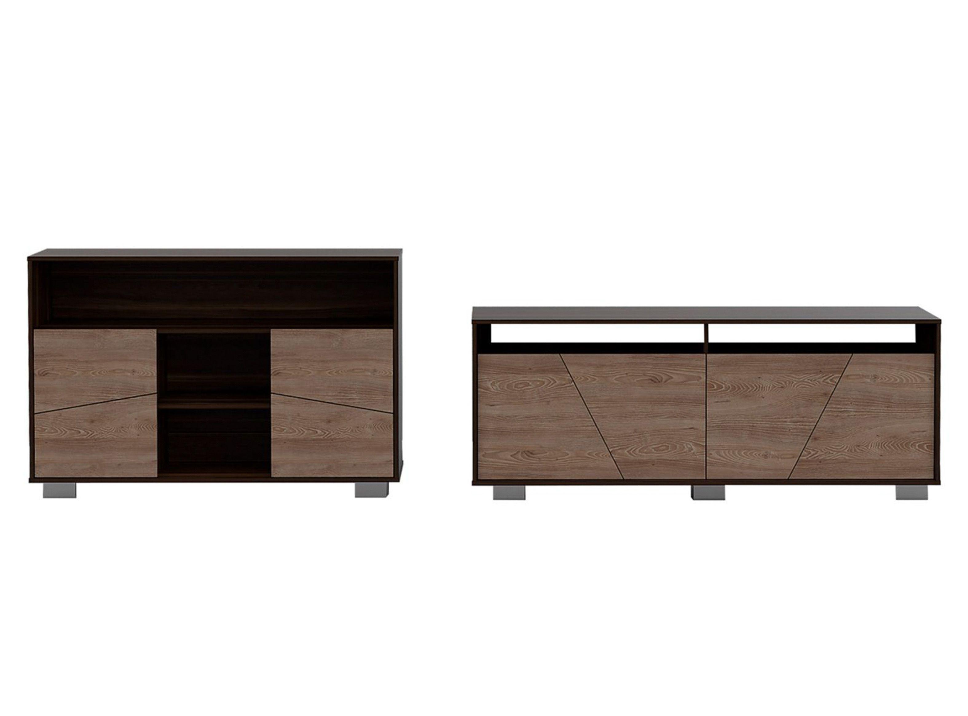 Combo Muebles Fraktal Habano Miel Arrimo + Rack TV TuHome-0
