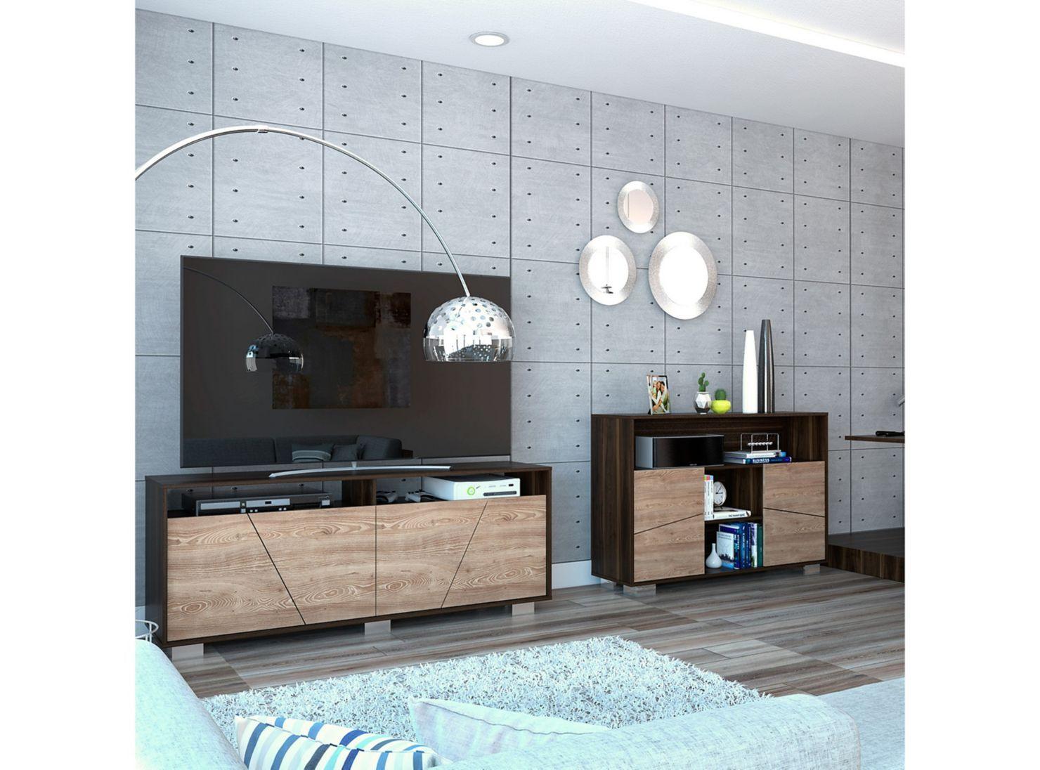 Combo Muebles Fraktal Habano Miel Arrimo + Rack TV TuHome-5