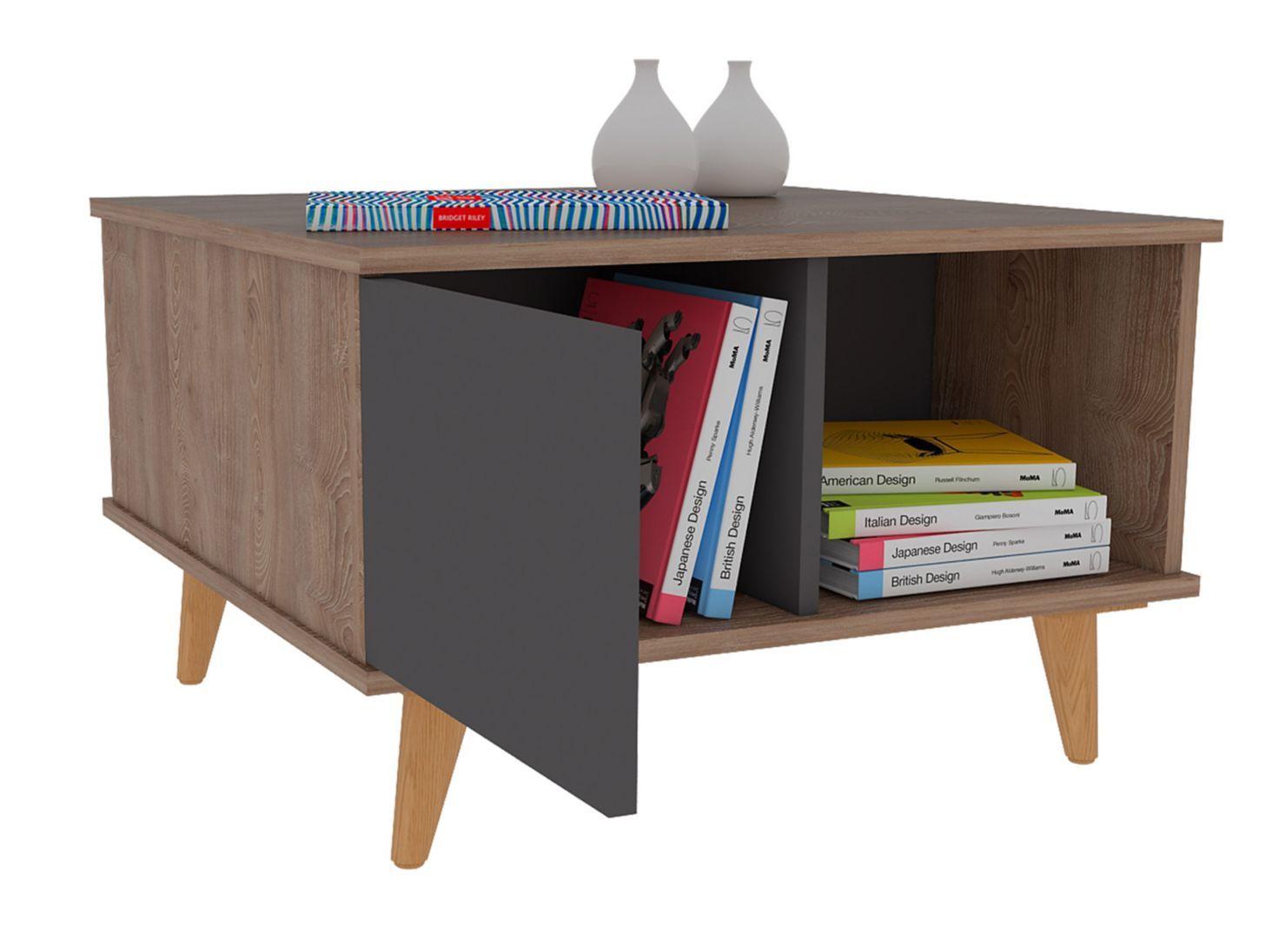 Combo TuHome Muebles Salem Miel Plomo Bar + Mesa Centro-7