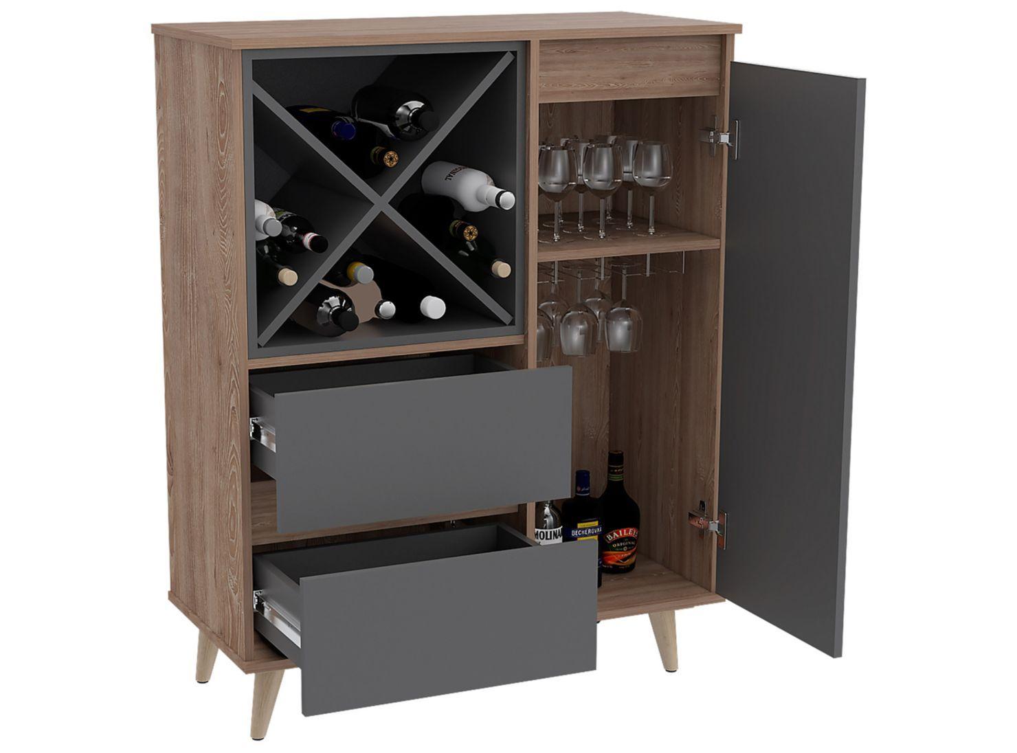 Combo TuHome Muebles Salem Miel Plomo Bar + Mesa Centro-6