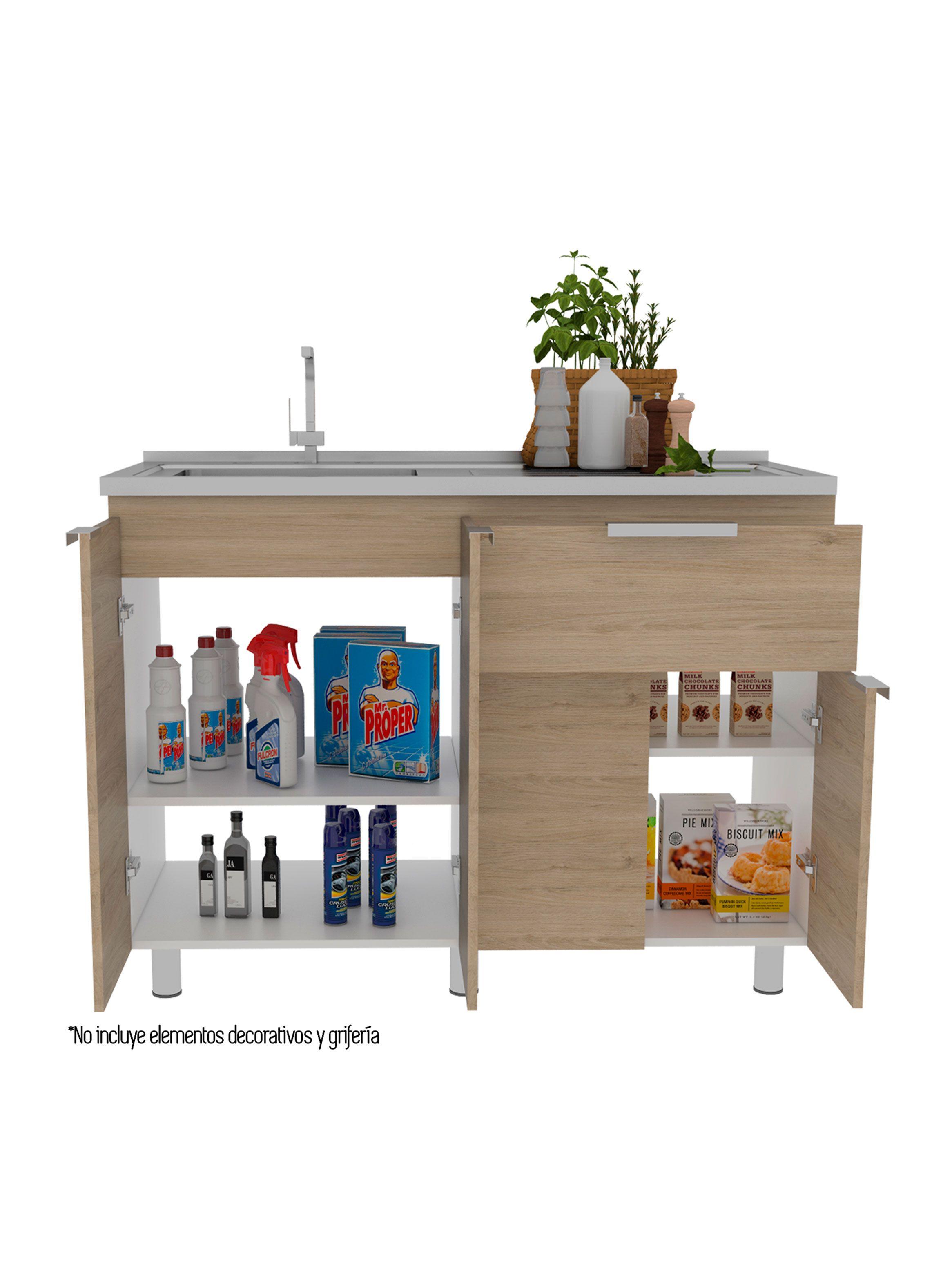 Mueble Cocina Inferior Fendi Blanco Roble Gris-2