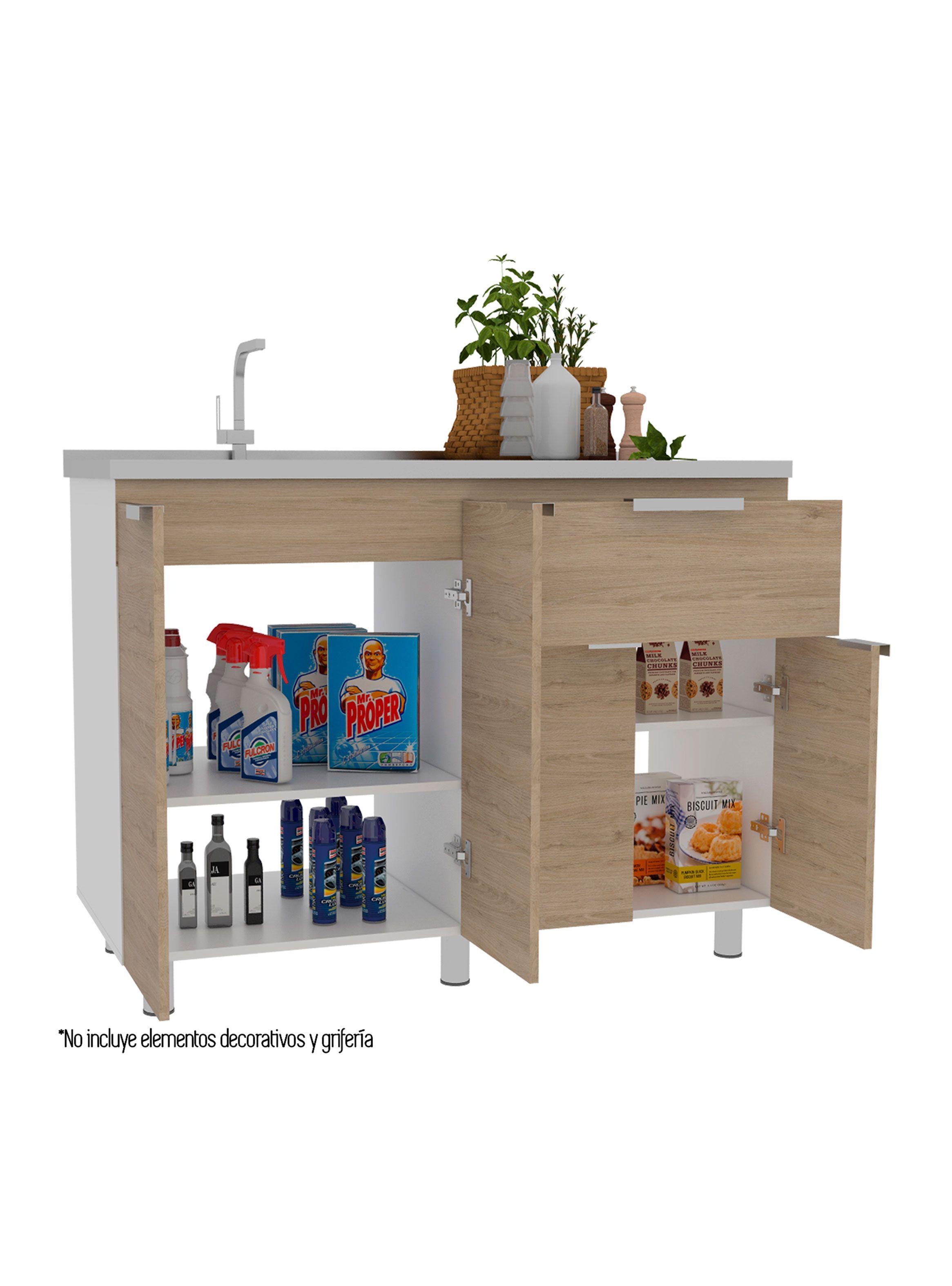 Mueble Cocina Inferior Fendi Blanco Roble Gris-3