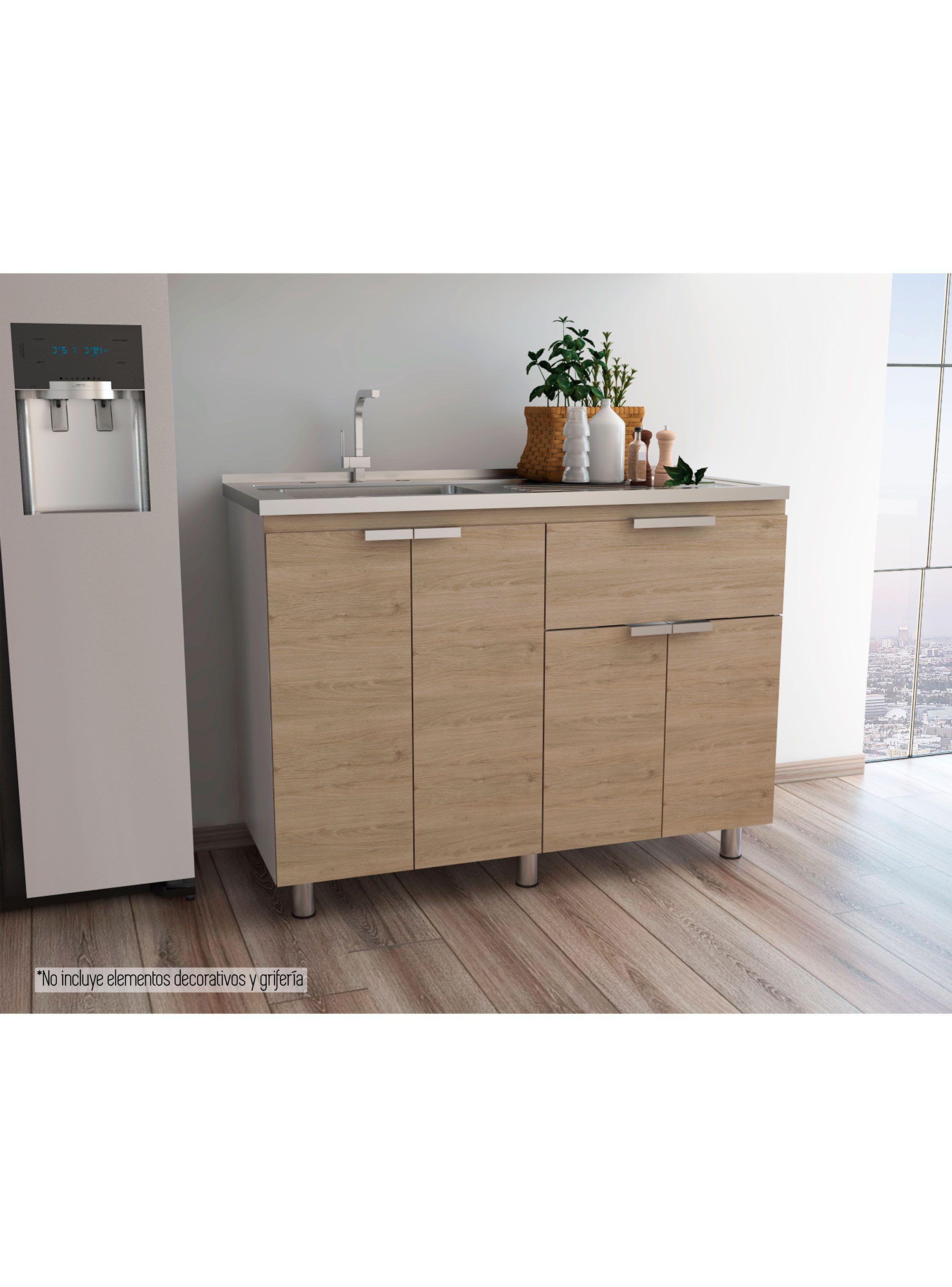 Mueble Cocina Inferior Fendi Blanco Roble Gris-4