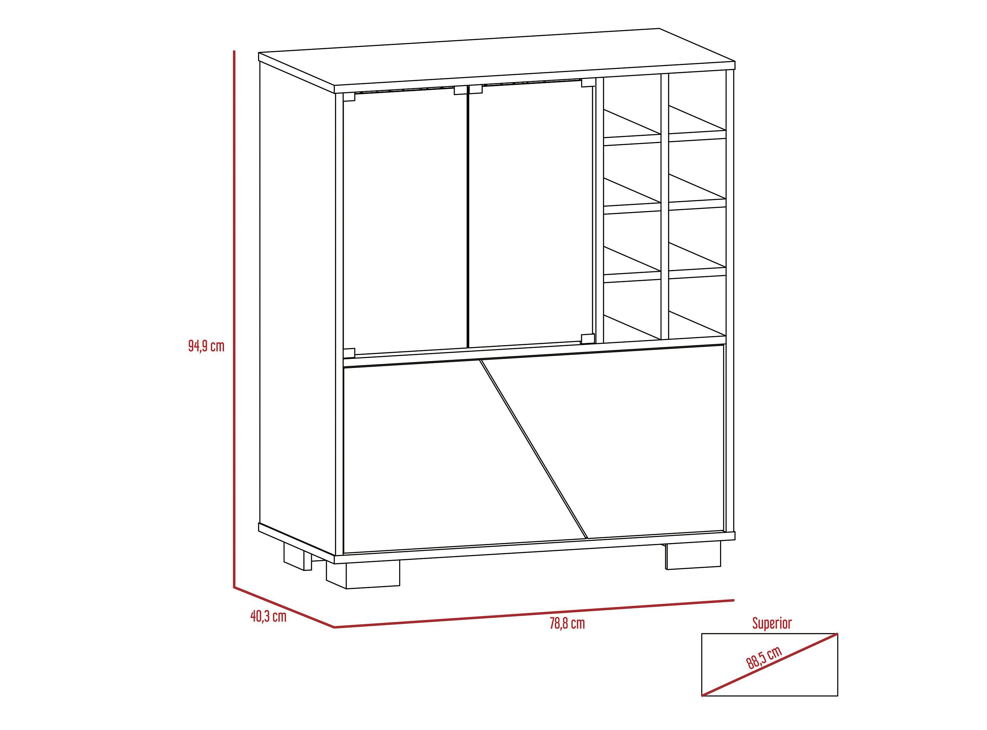 Combo Muebles Fraktal Habano Miel Biblioteca + Bar TuHome-2