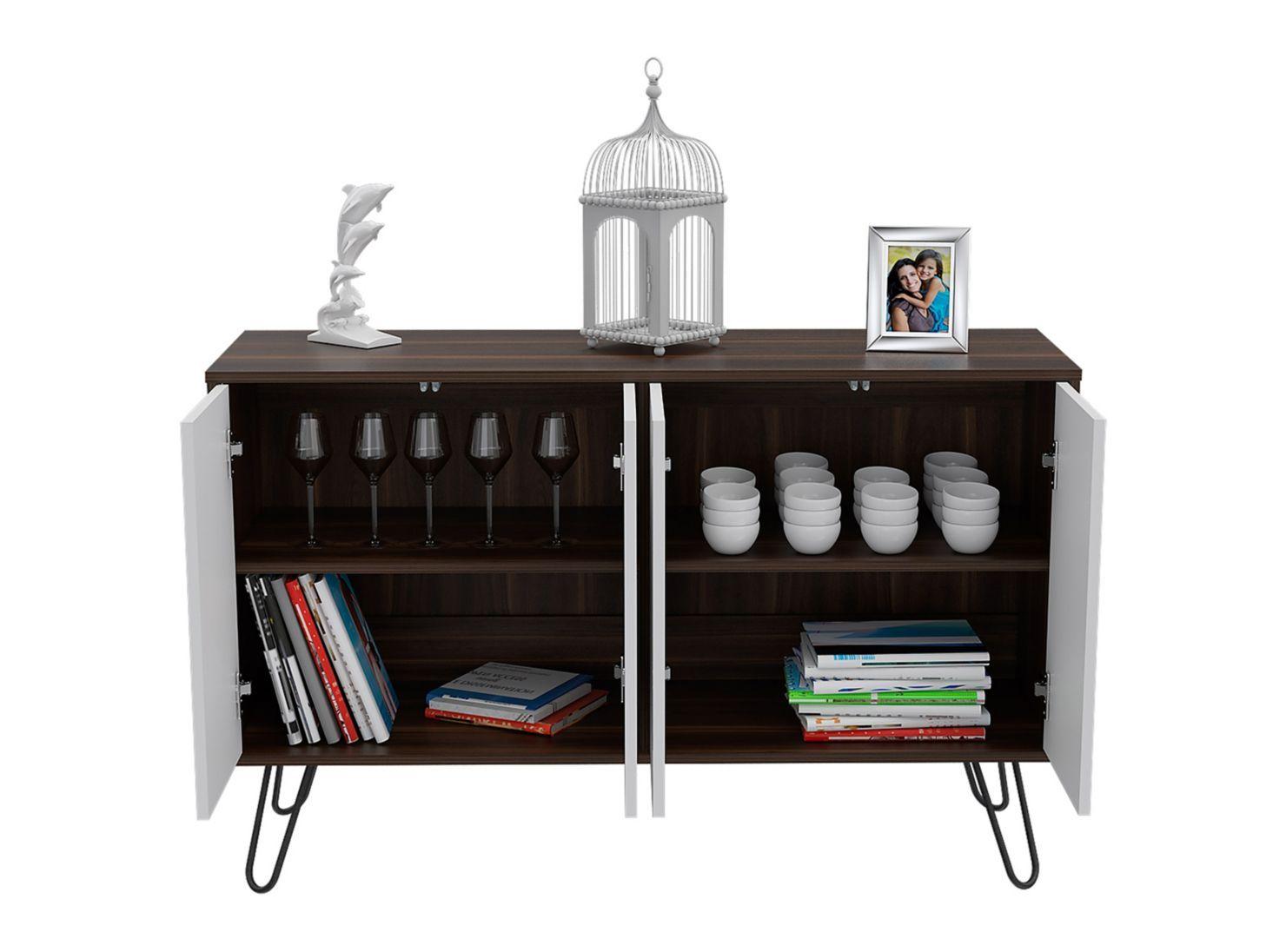 Combo Muebles Vassel Habano Blanco Buffet + Rack TV + Mesa de Centro TuHome-2