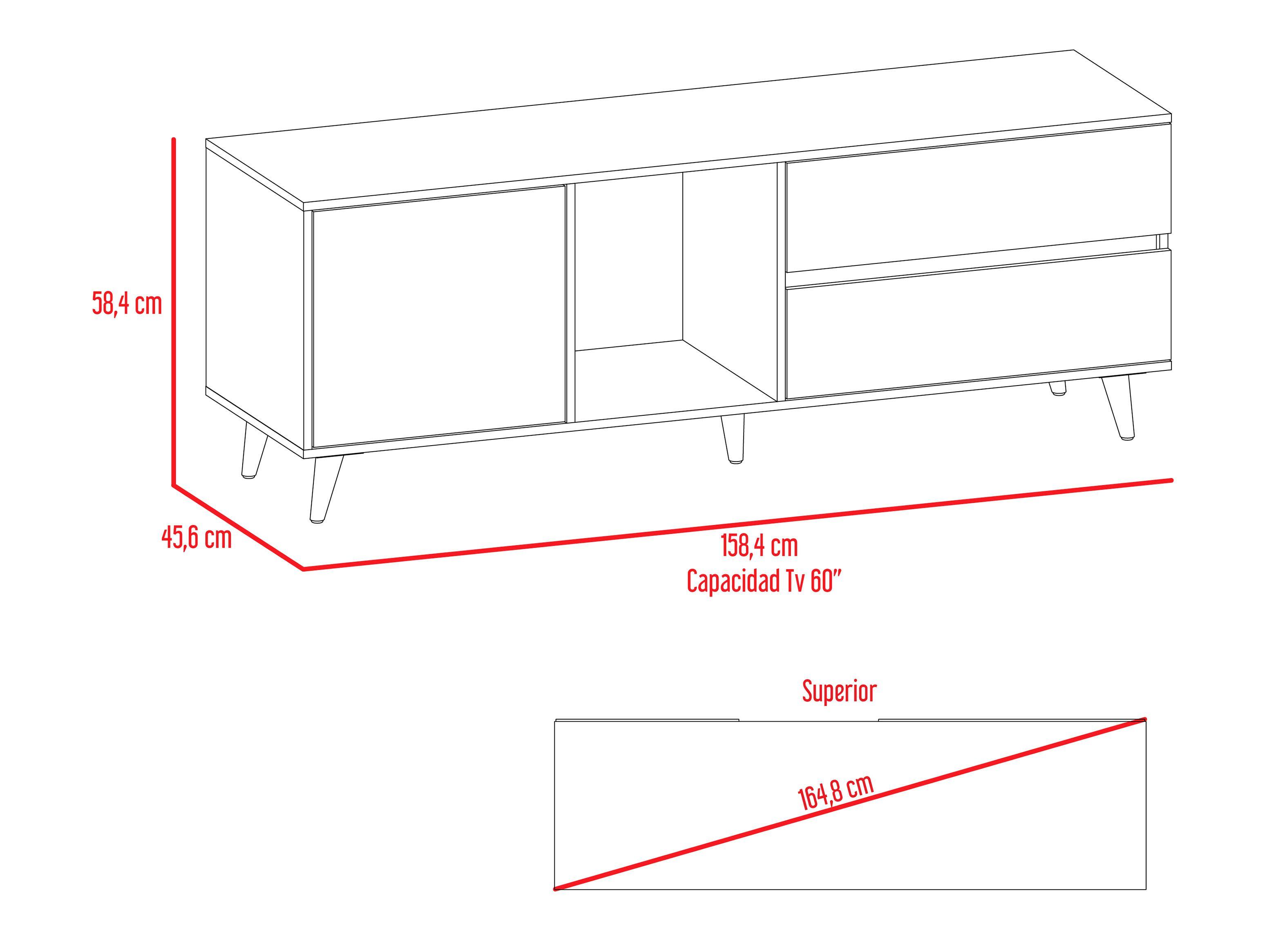 Combo TuHome Muebles Salem Miel Plomo Buffet + Rack TV 60"-2