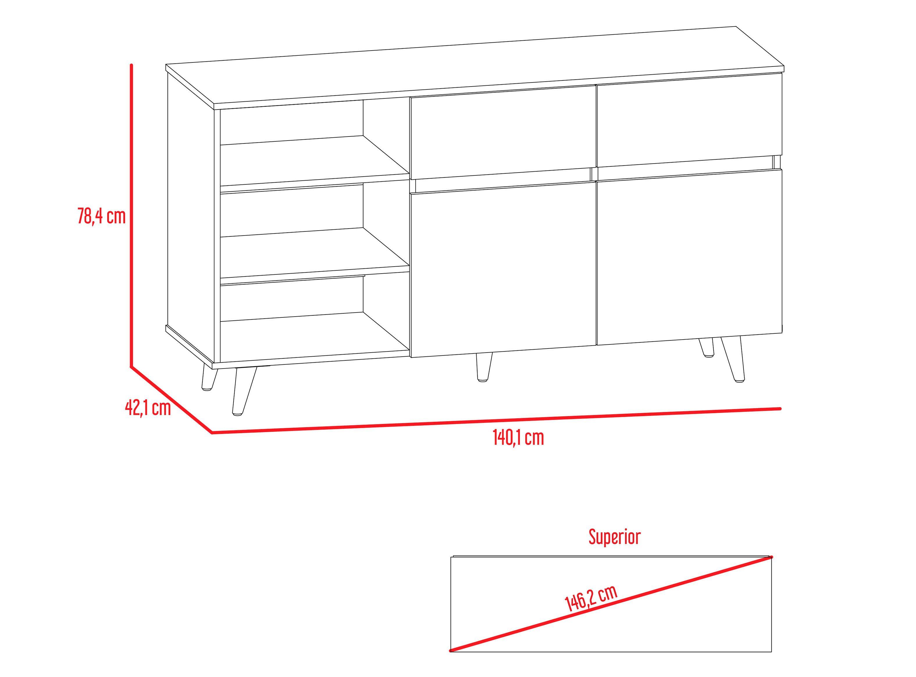 Combo TuHome Muebles Salem Miel Plomo Buffet + Rack TV 60"-4