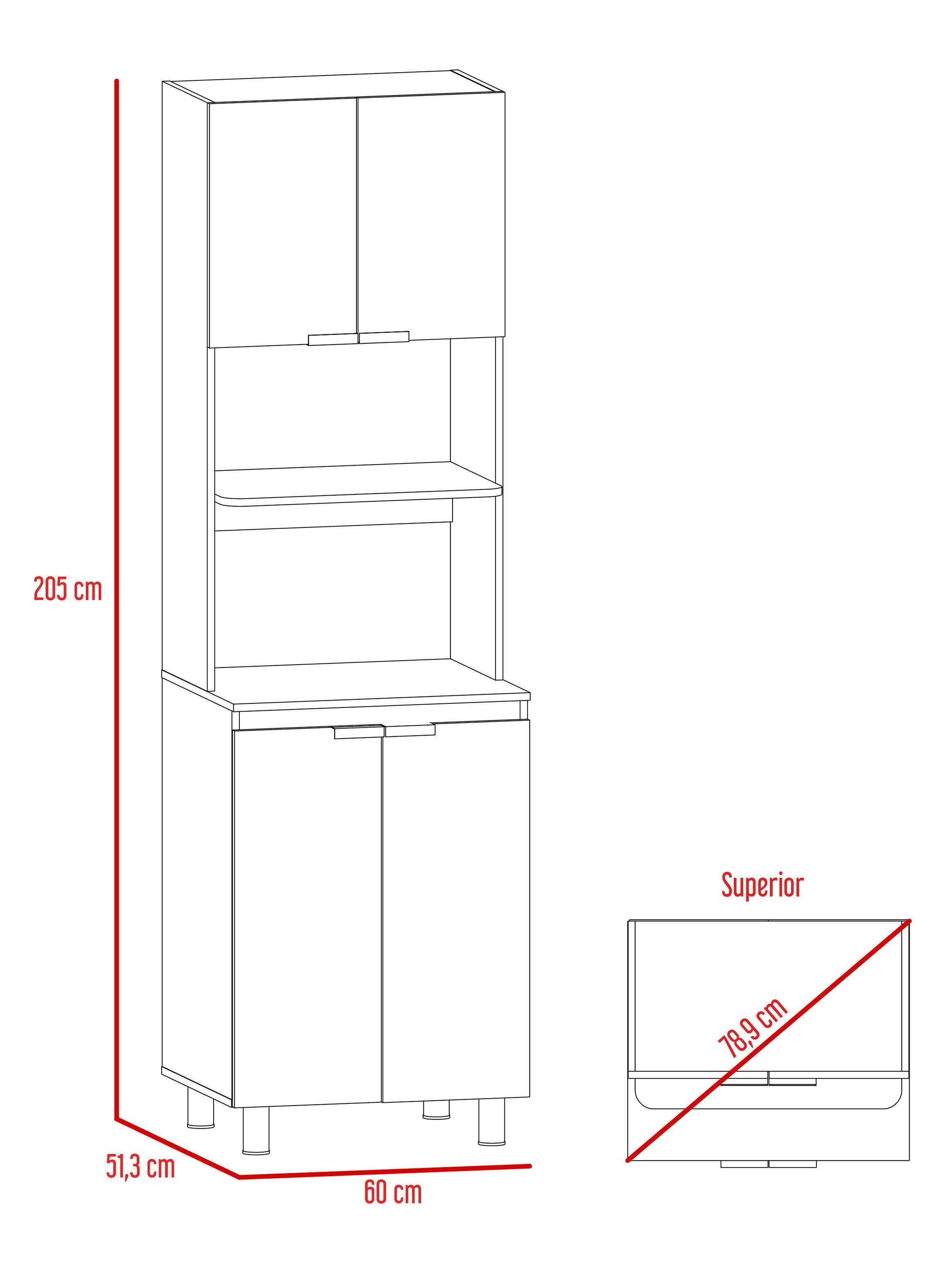 Combo Muebles de Cocina Fendi Rovere Blanco Alacena + Mueble Microondas-2