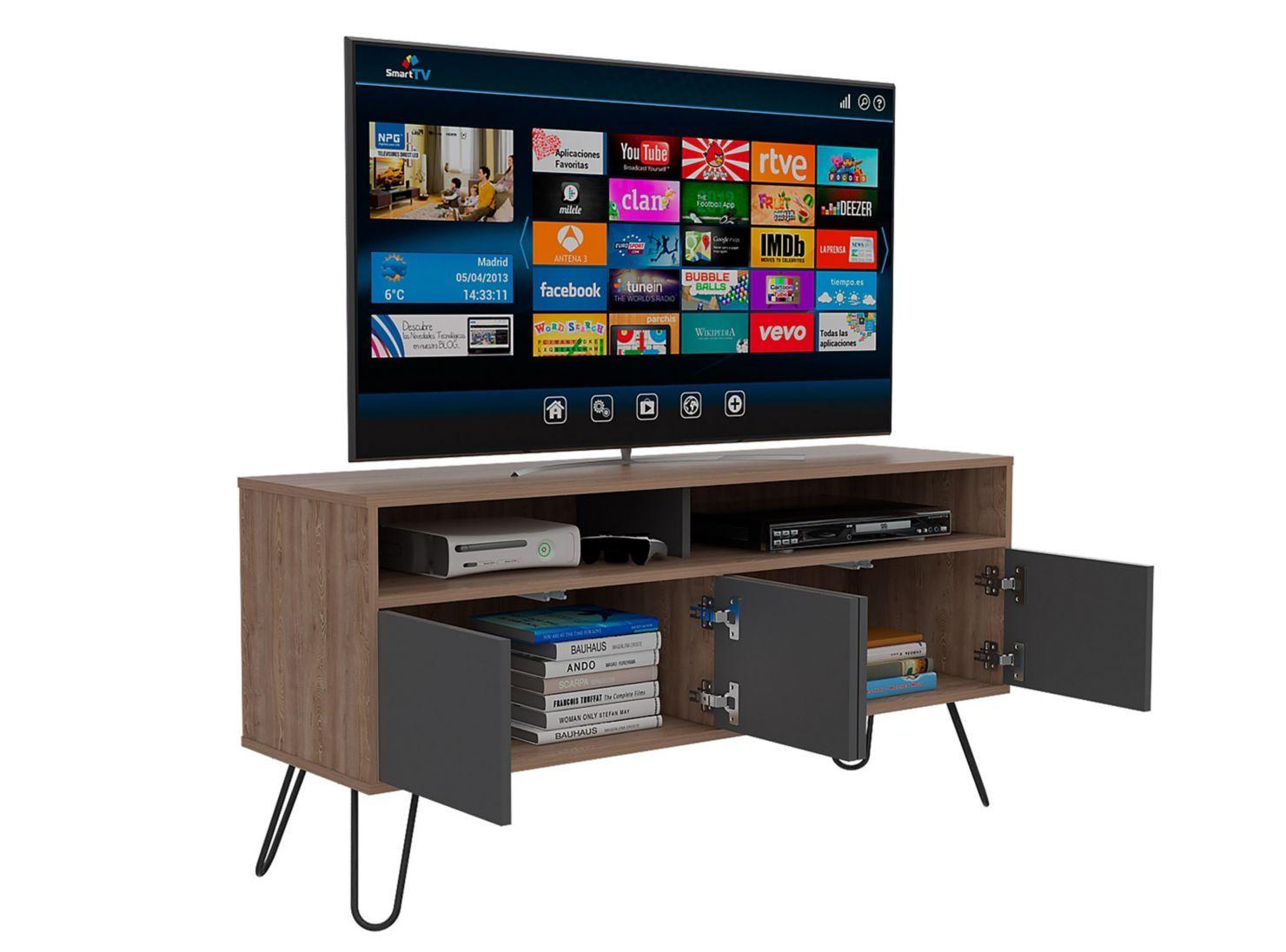 Combo Muebles Vassel Miel Plomo Biblioteca + Rack TV + Mesa de Centro TuHome-9
