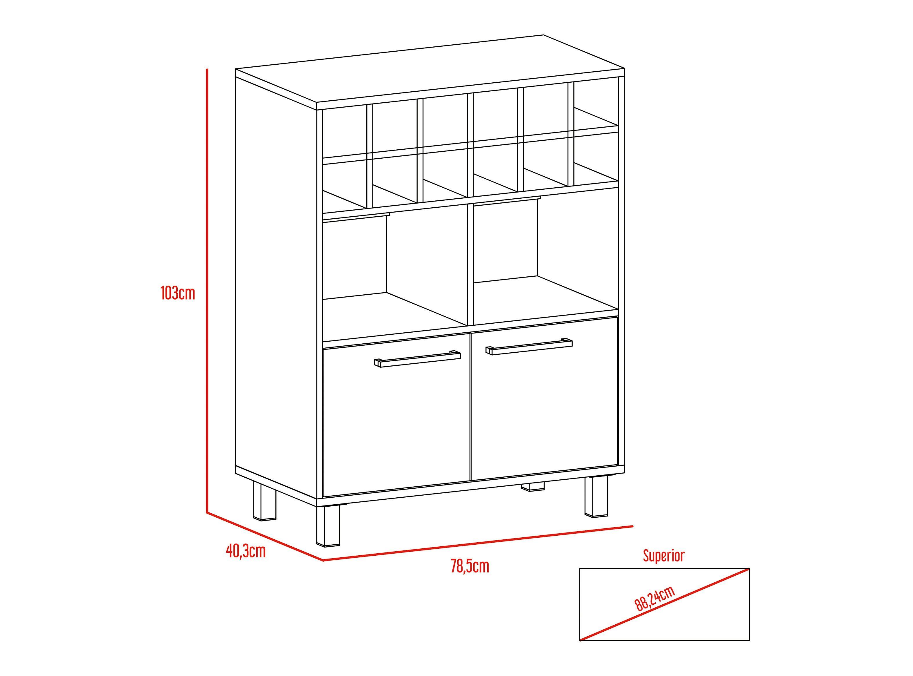 Combo Muebles Kaia Negro Miel Biblioteca + Bar TuHome-2
