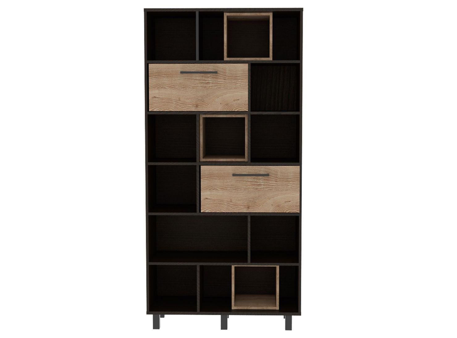 Combo Muebles Kaia Negro Miel Biblioteca + Bar TuHome-6