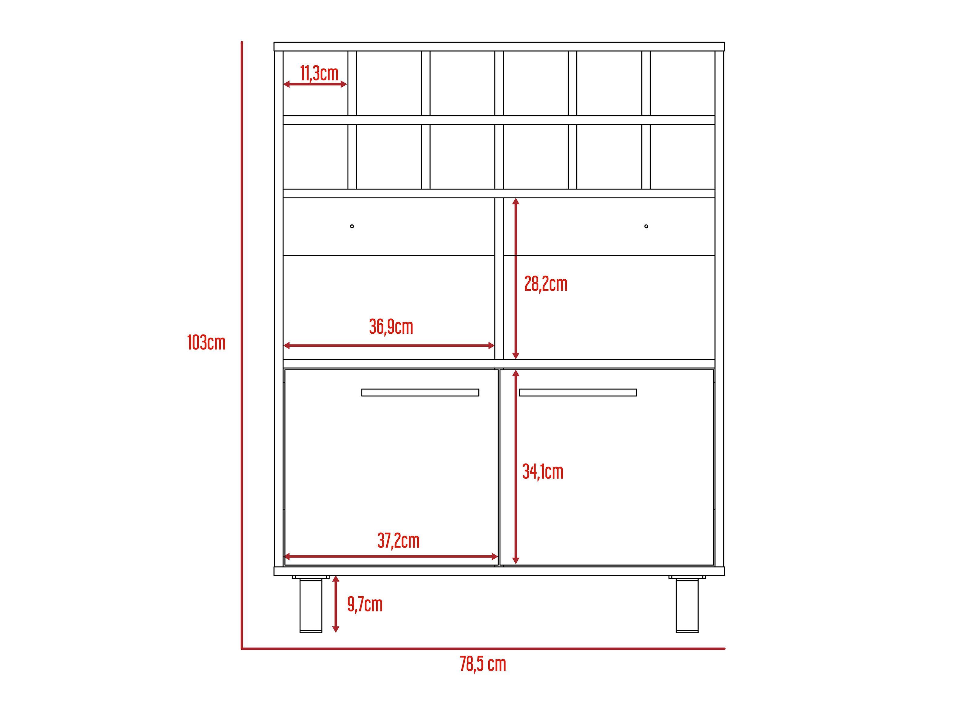 Combo Muebles Kaia Negro Miel Biblioteca + Bar TuHome-1