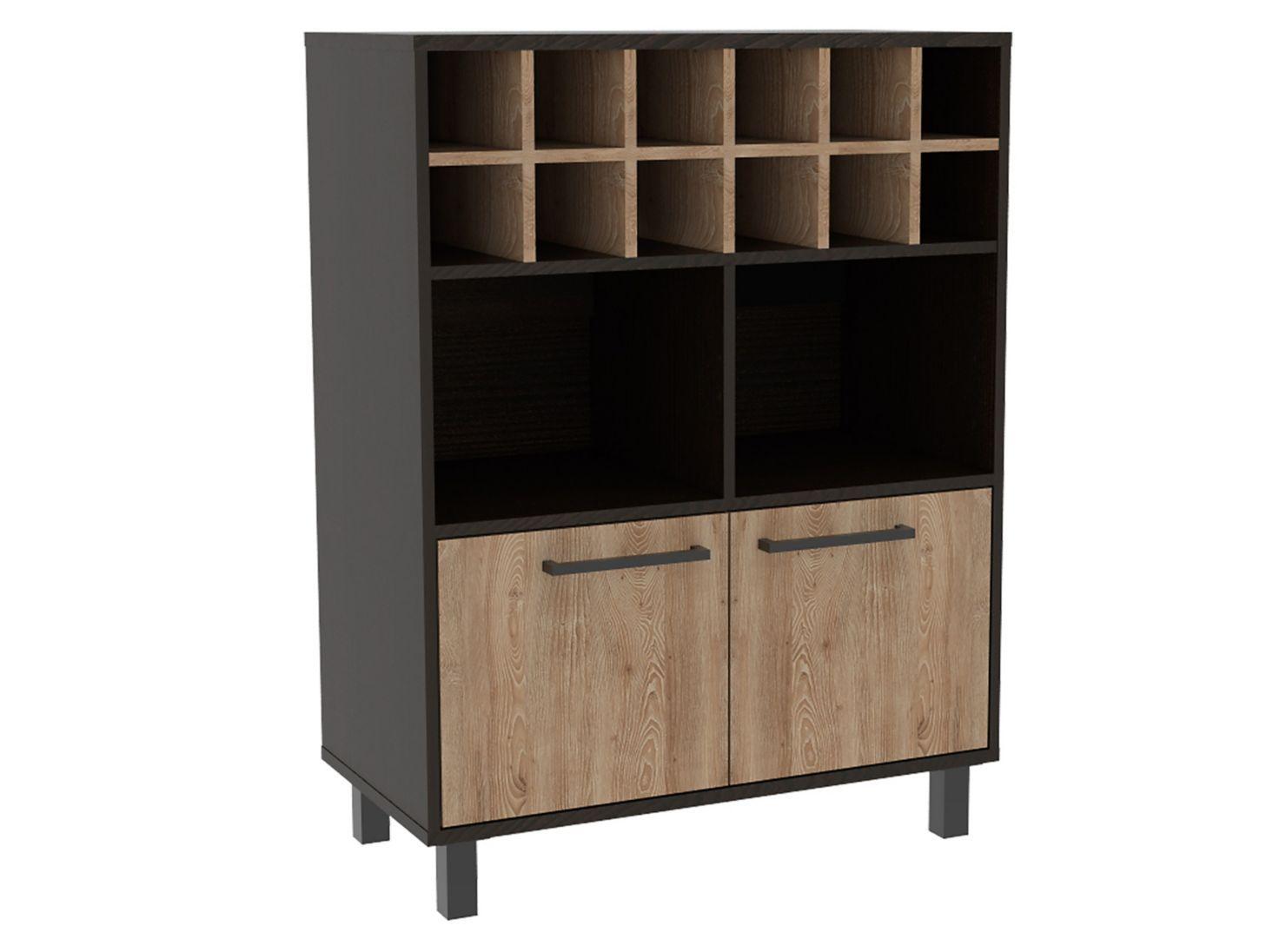 Combo Muebles Kaia Negro Miel Biblioteca + Bar TuHome-7
