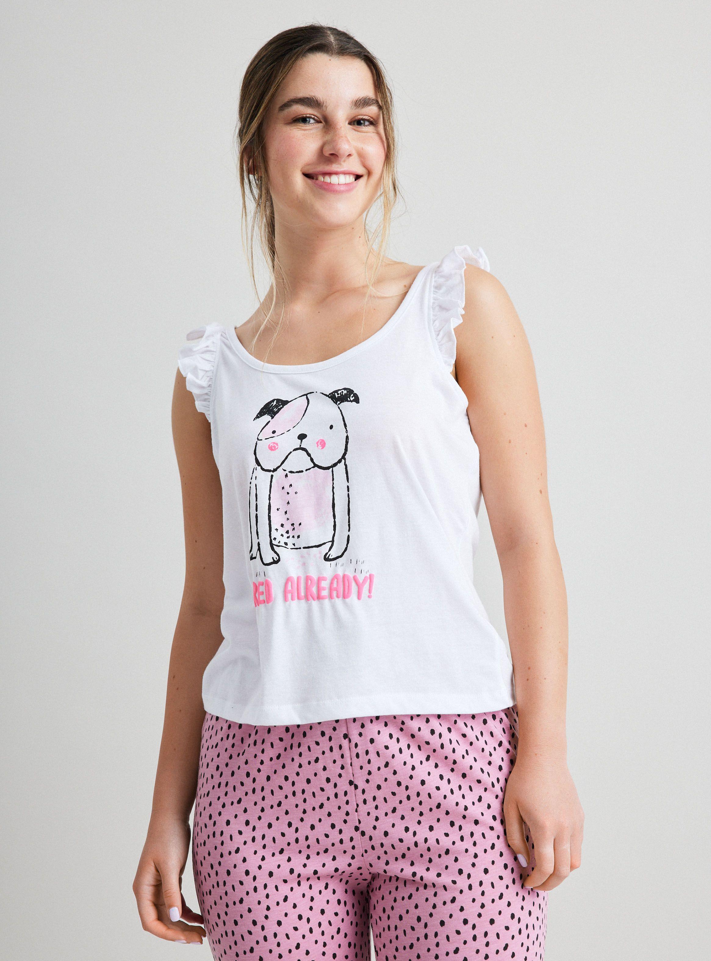 Polera Pijama Sin Mangas con Print-0