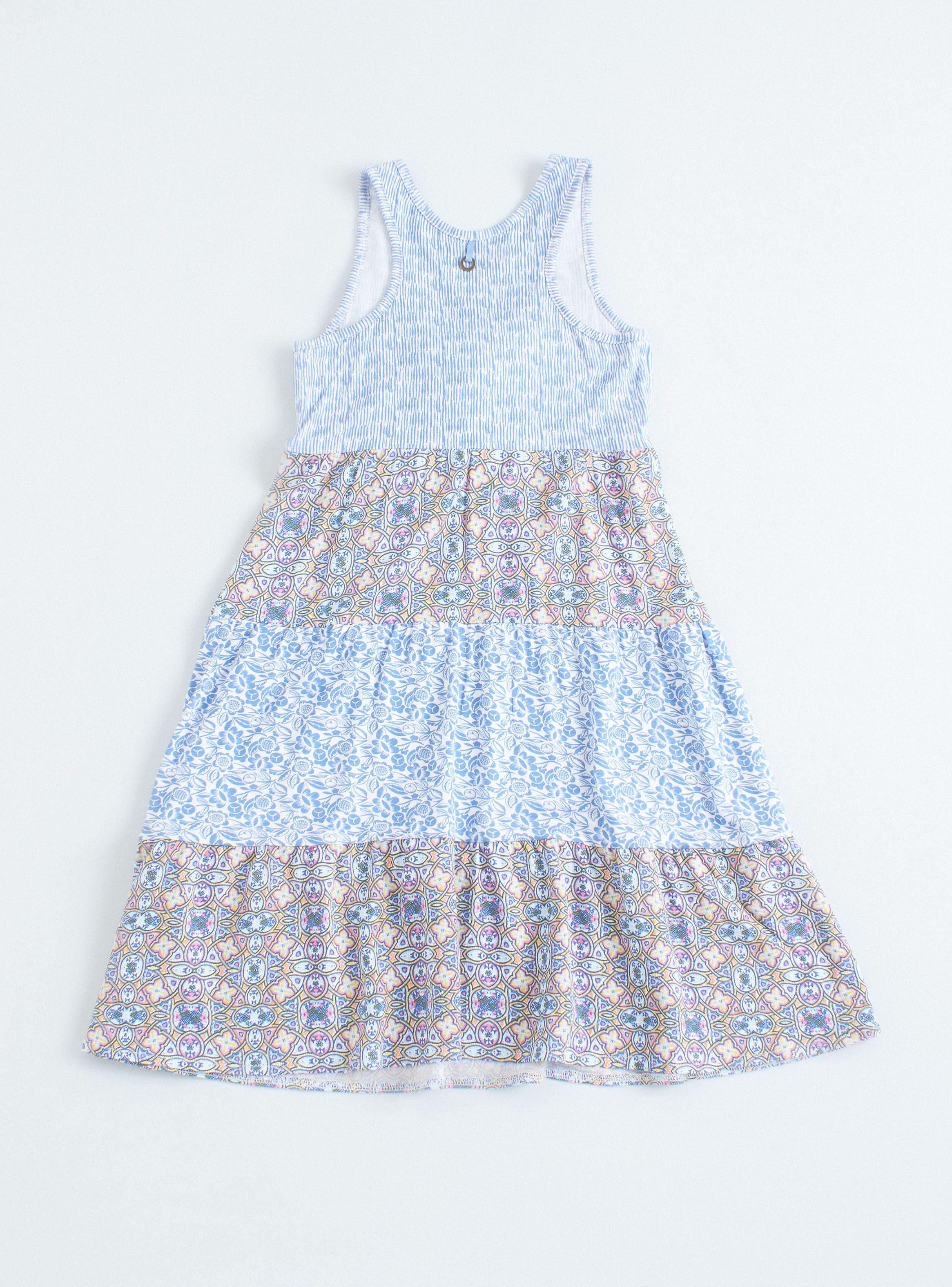 Vestido Sin Maga con Amarra y Juegos de Estampados-2