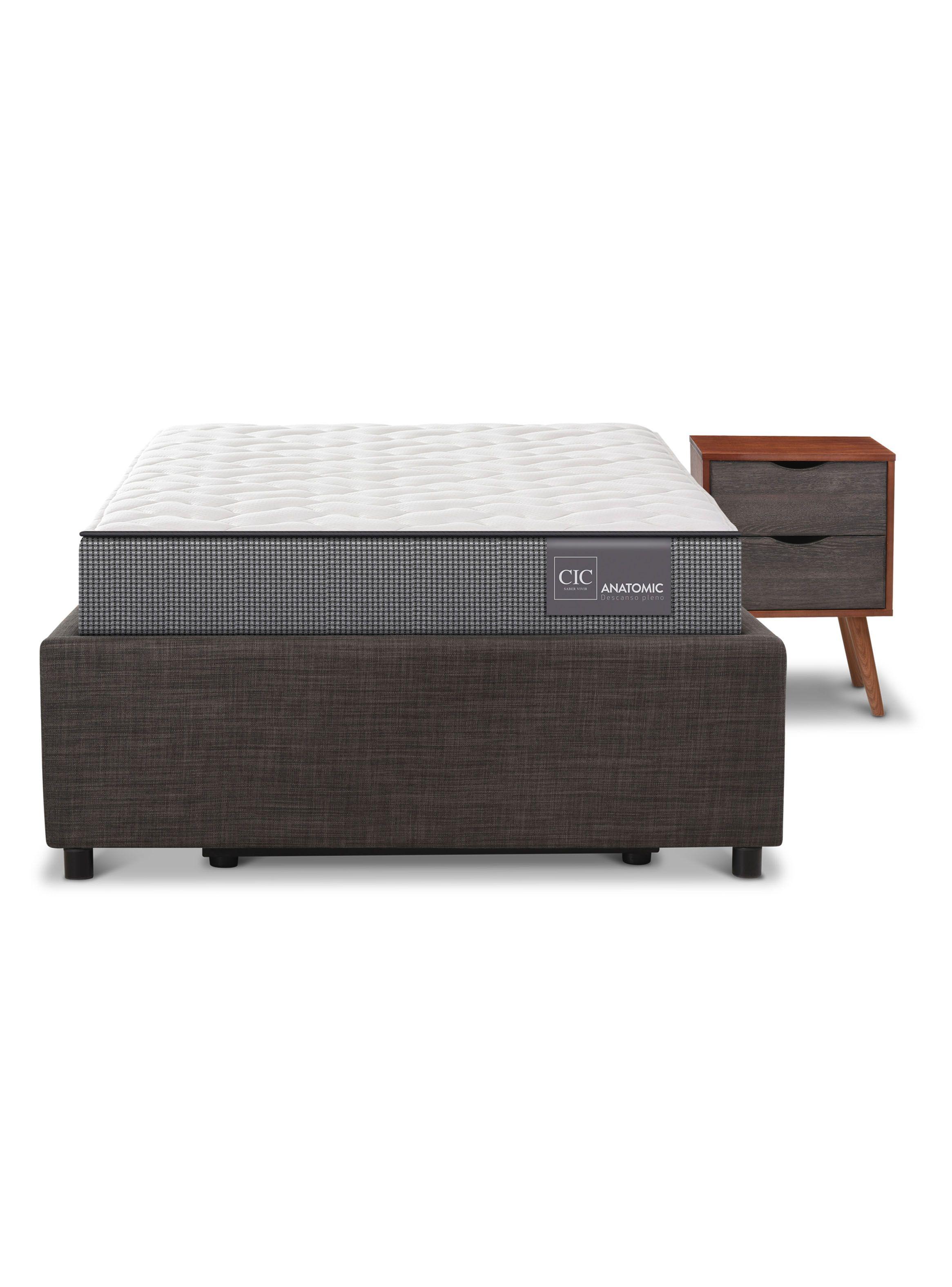 Cama Space Box Anatomic 1 1/2 Plazas + Velador Niger-2