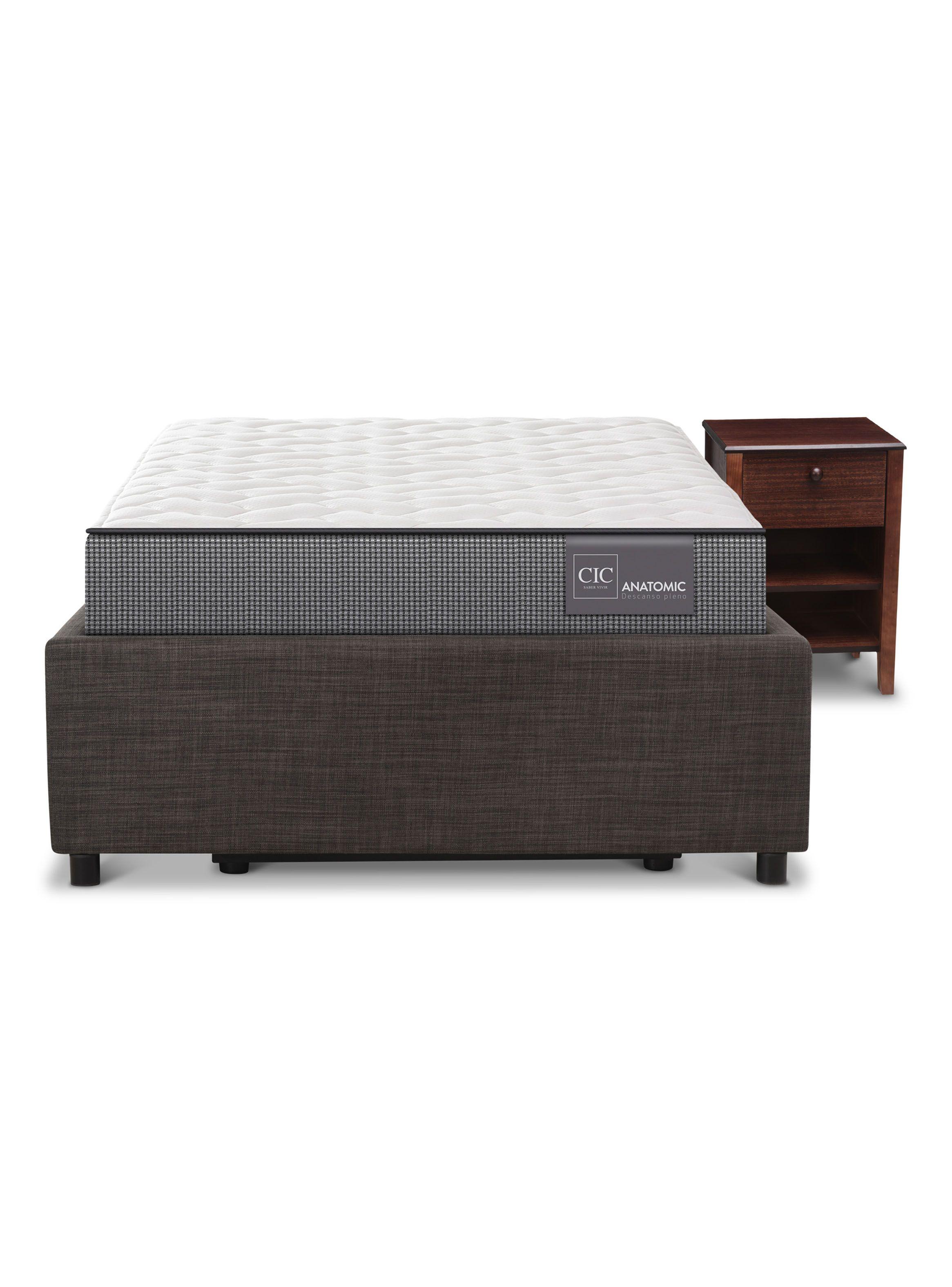 Cama Space Box Anatomic 1.5 + Velador Torino Chocolate-2