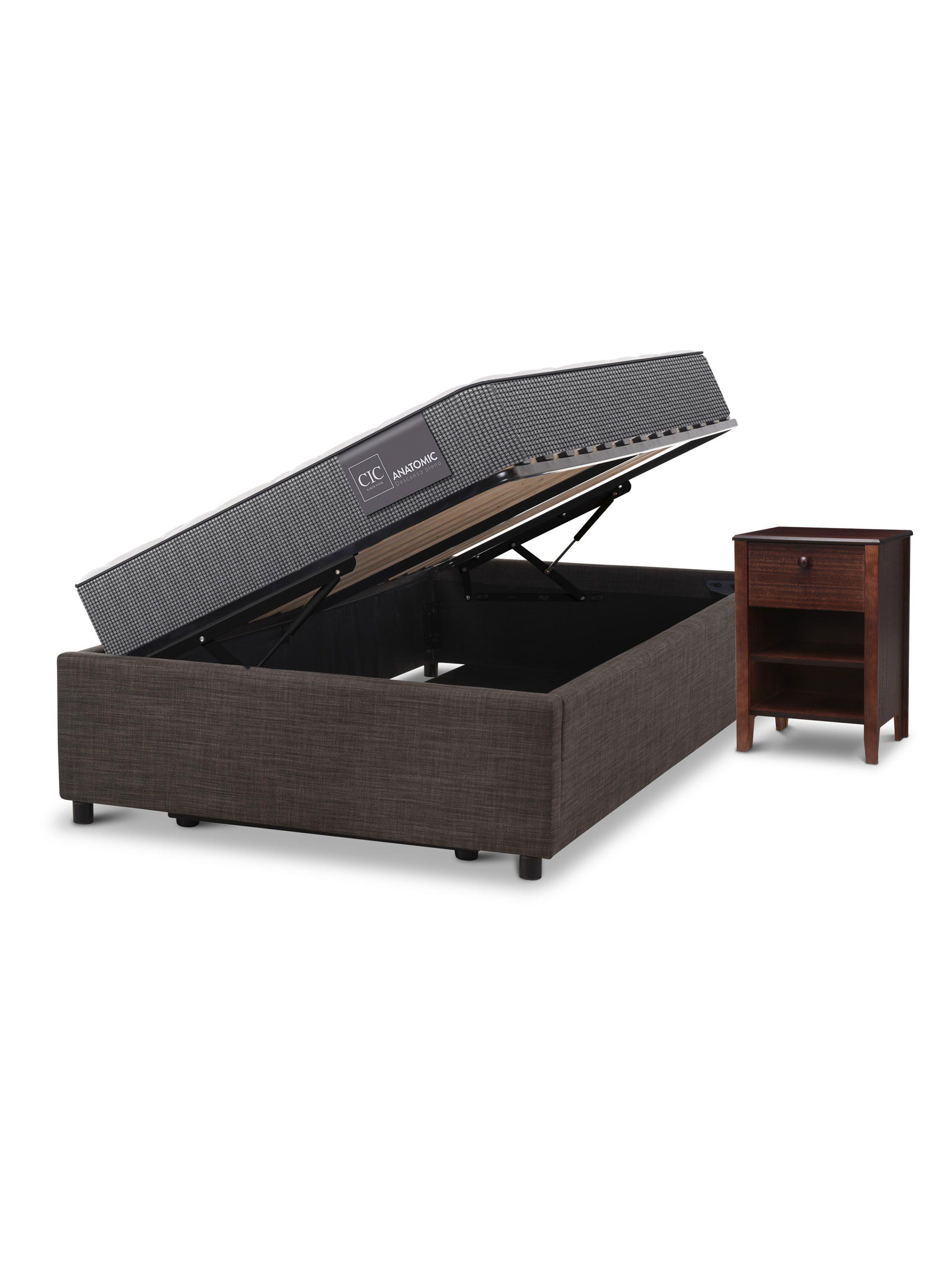 Cama Space Box Anatomic 1.5 + Velador Torino Chocolate-3