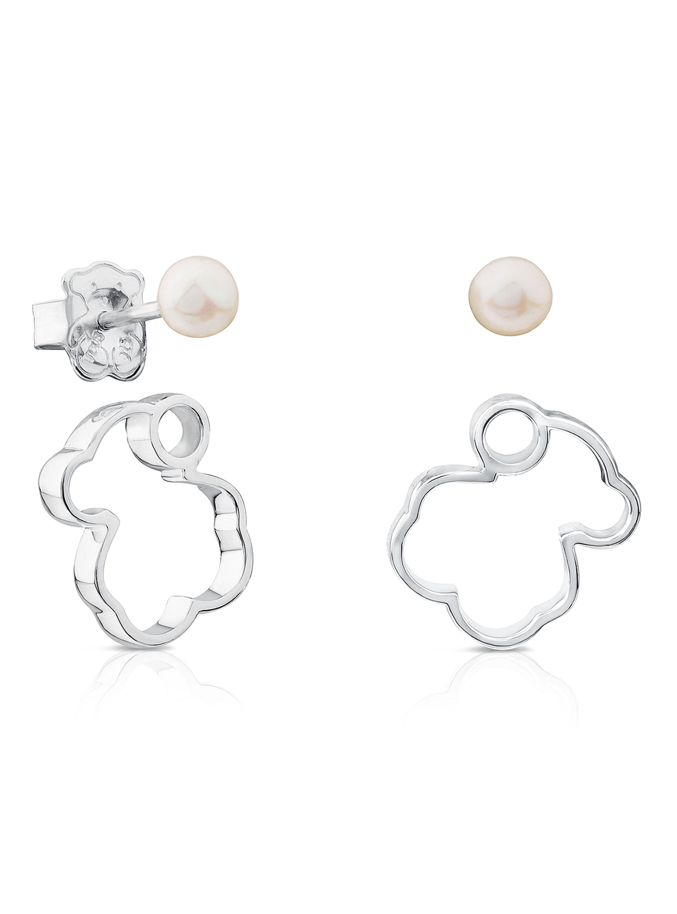 Aros Tous Silueta de Plata con Perla-1