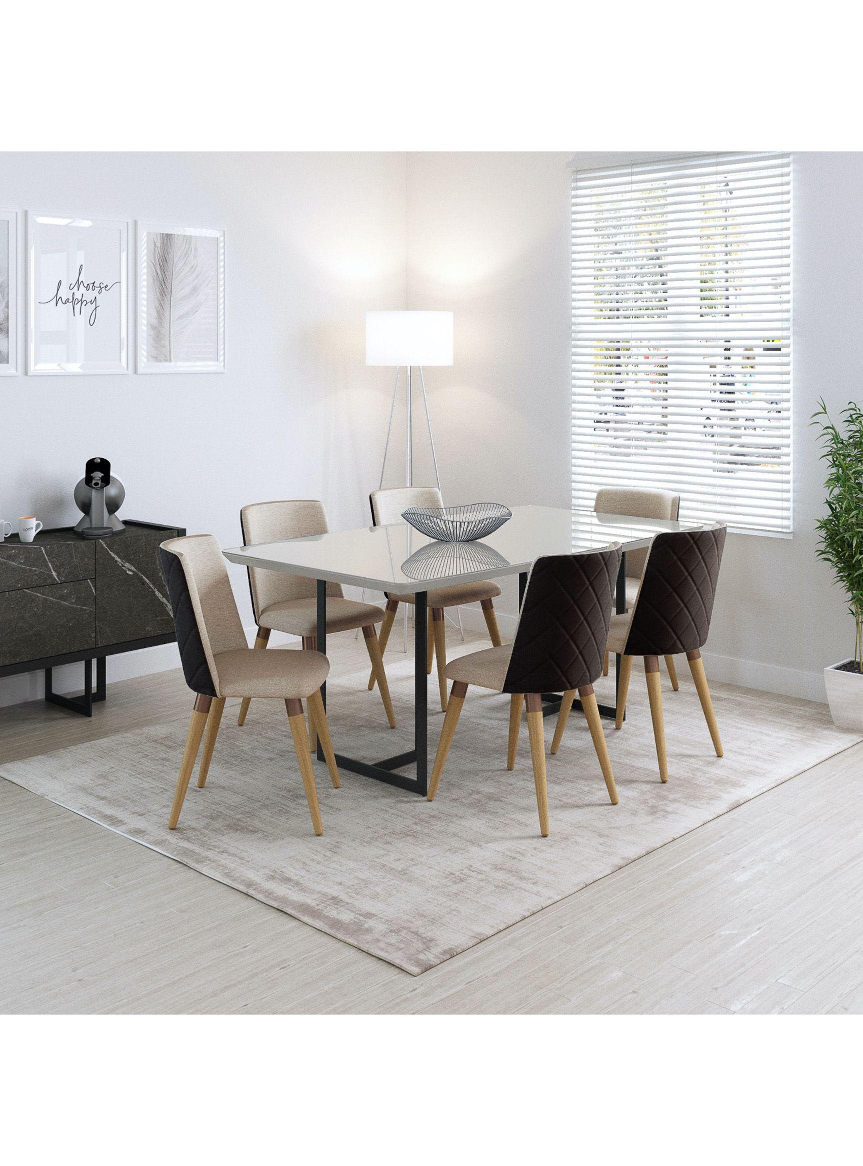 Juego Decocasa de Comedor Iron 1.8 Off White + 6 Sillas Dakota-0