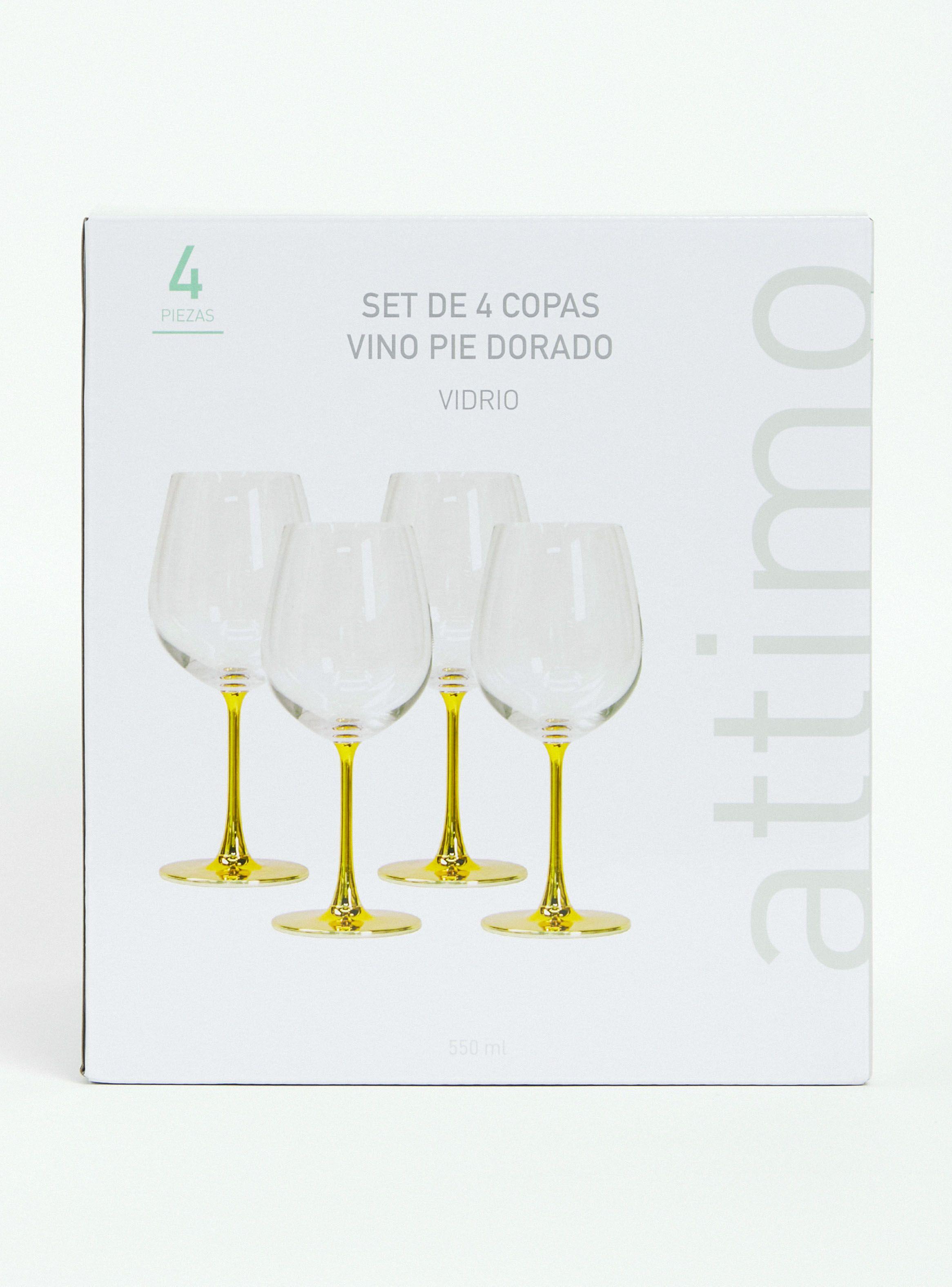 Set 4 Copas Vino Pie Dorado 550 ml-3