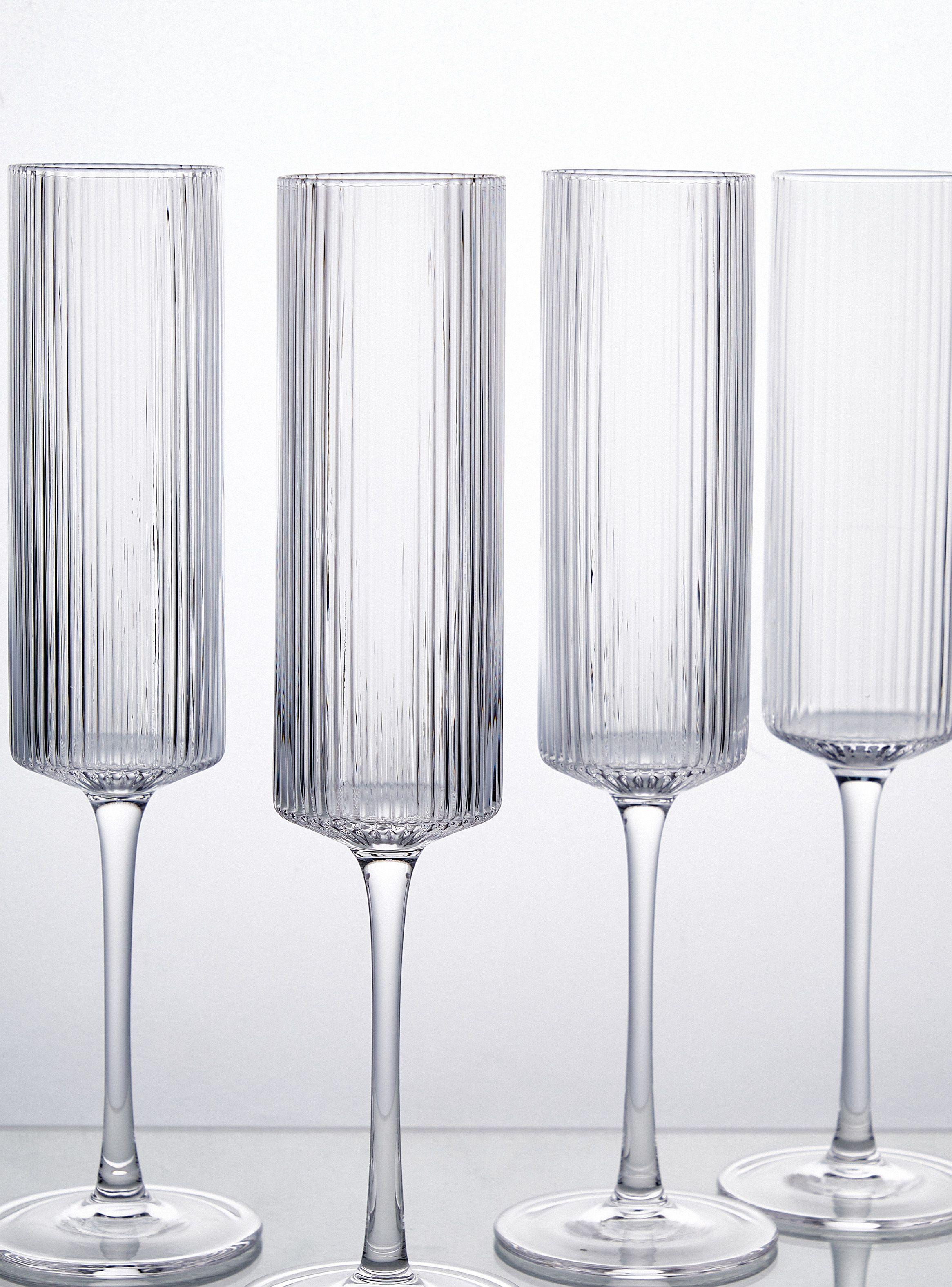 Set 4 Copas Champagne Recta Textura-0