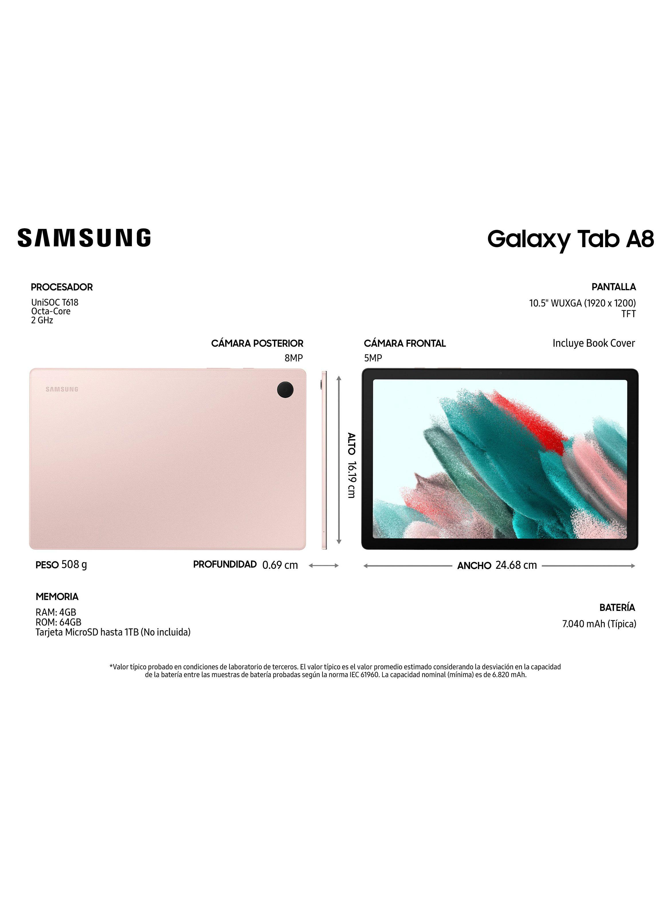 Tablet Galaxy Tab A8 + Book Cover 10.5” 64GB WIFI Pink Gold-4