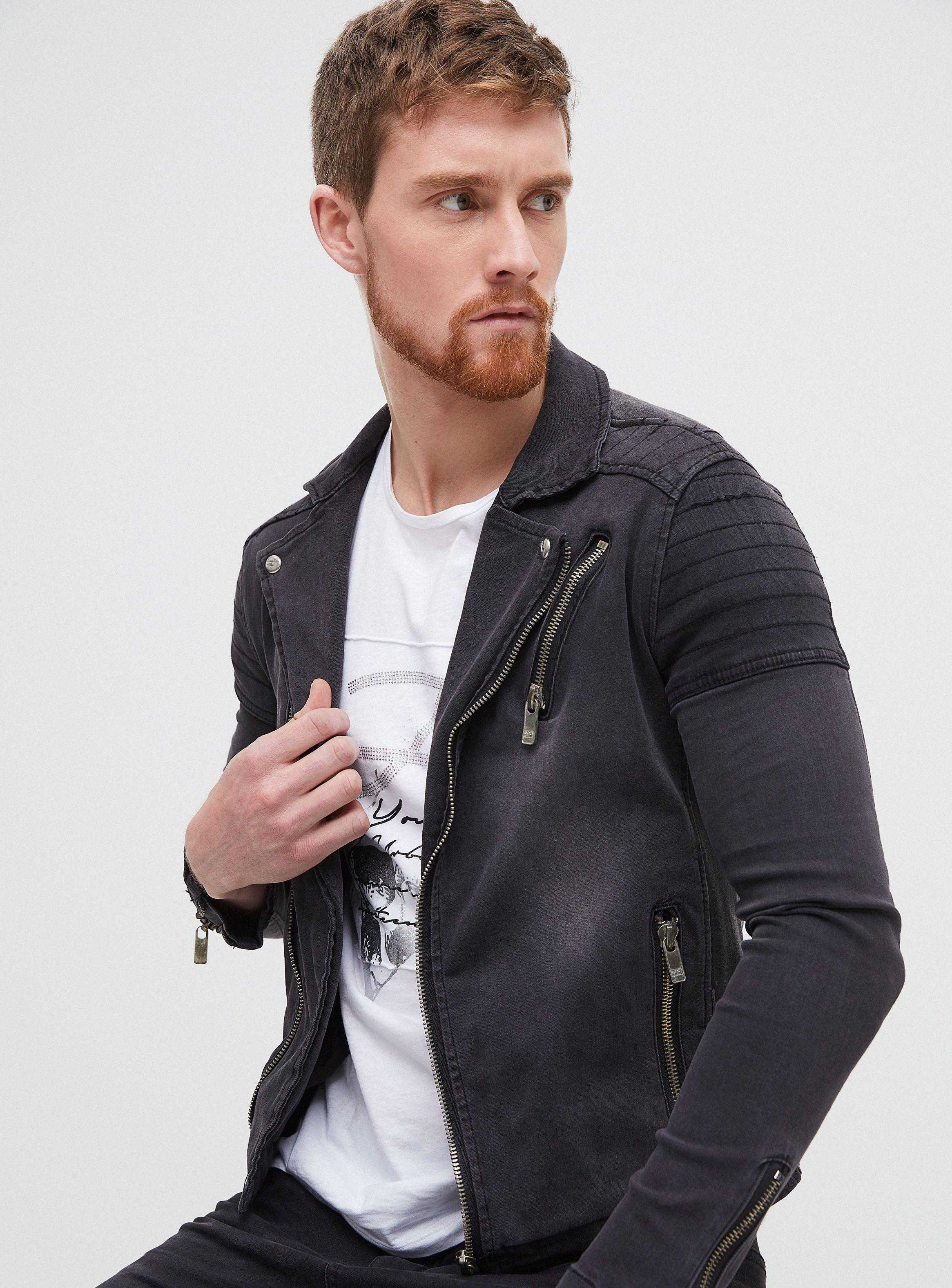 Chaqueta Mezclilla Negra Biker JJO-2