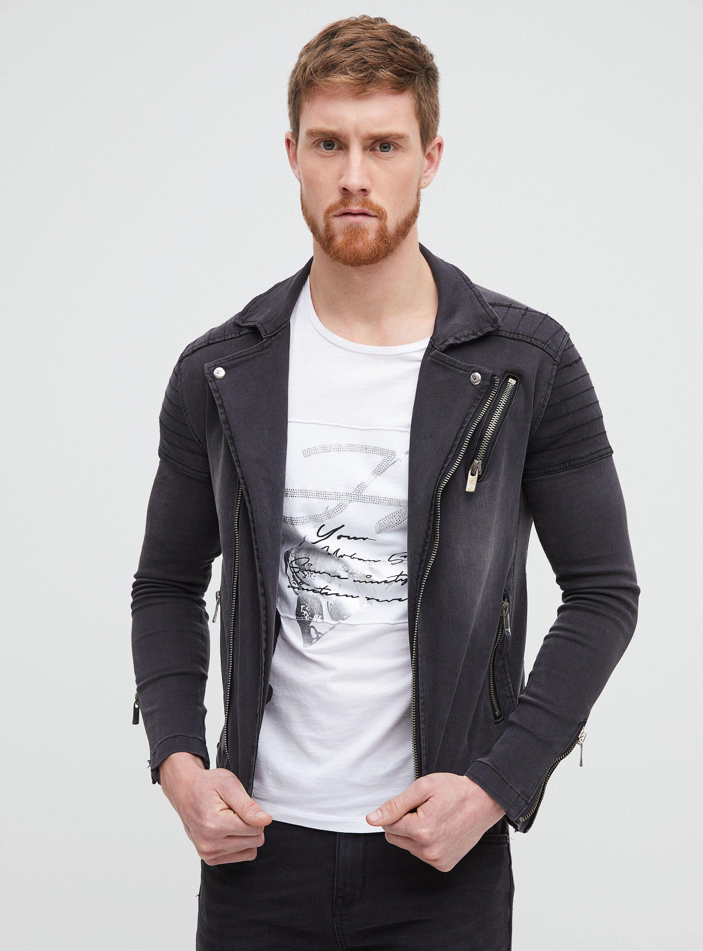 Chaqueta Mezclilla Negra Biker JJO-0