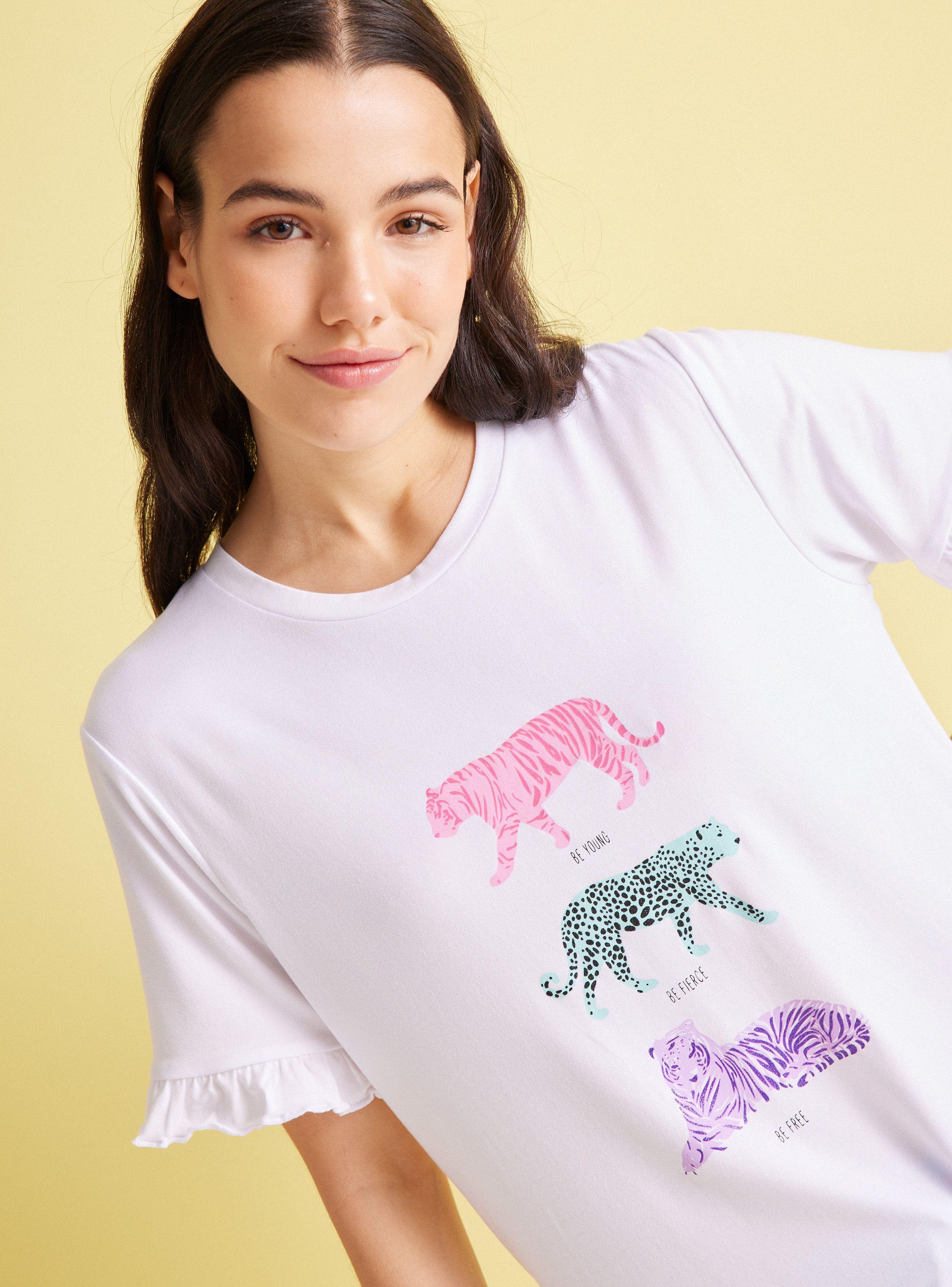 Polera Pijama Estampada Glitter Manga Vuelos-2