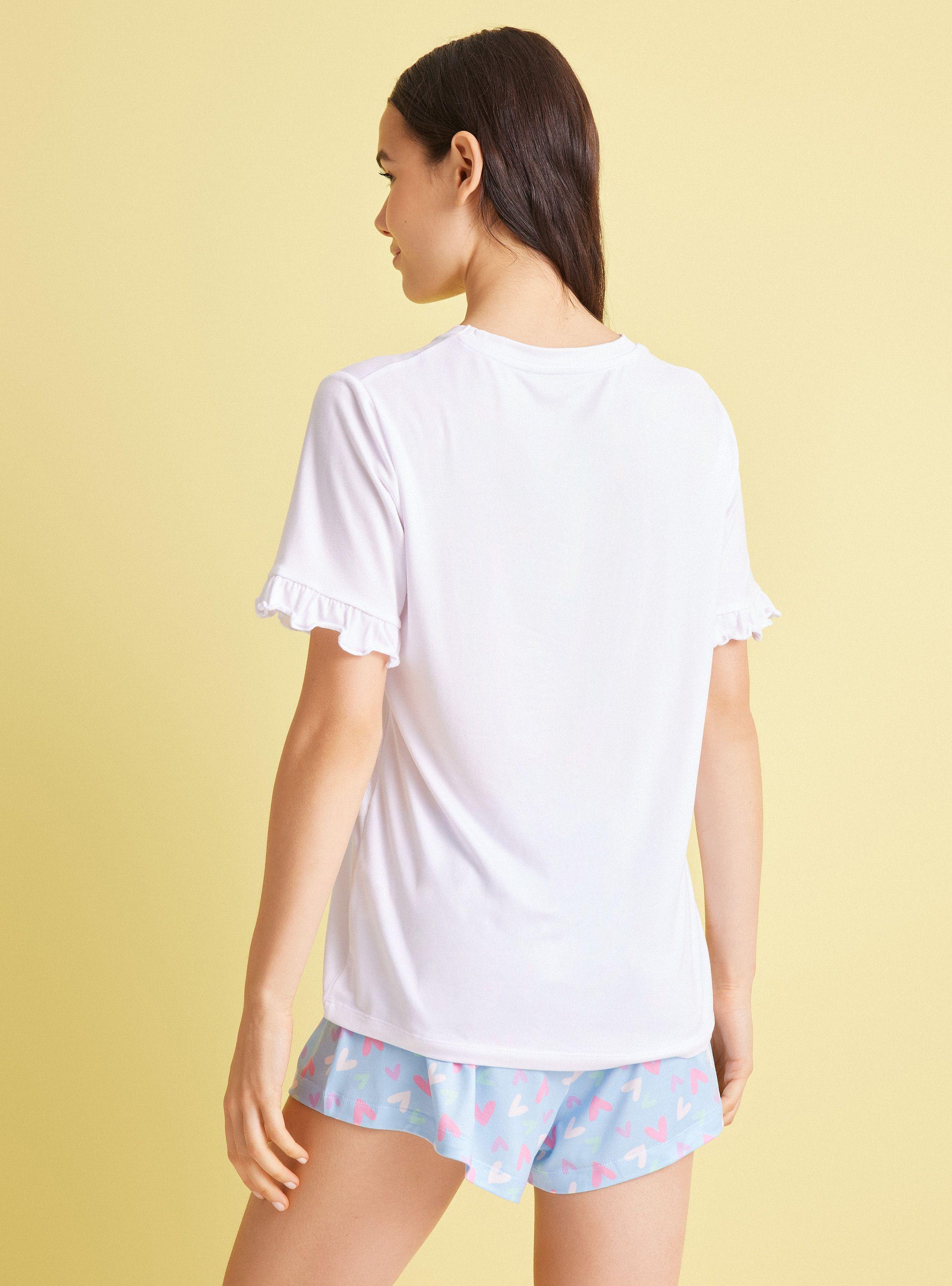 Polera Pijama Estampada Glitter Manga Vuelos-1