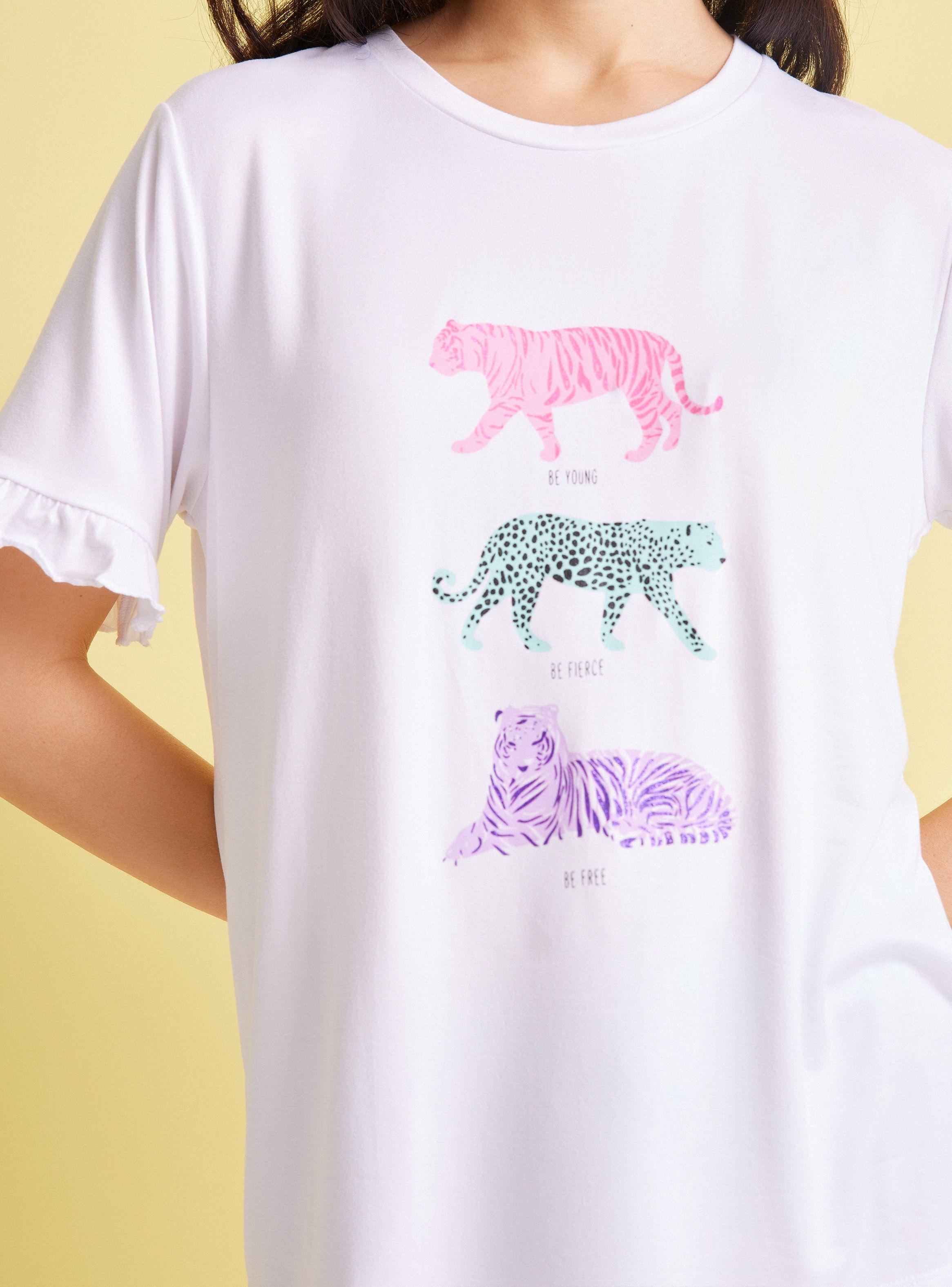 Polera Pijama Estampada Glitter Manga Vuelos-3