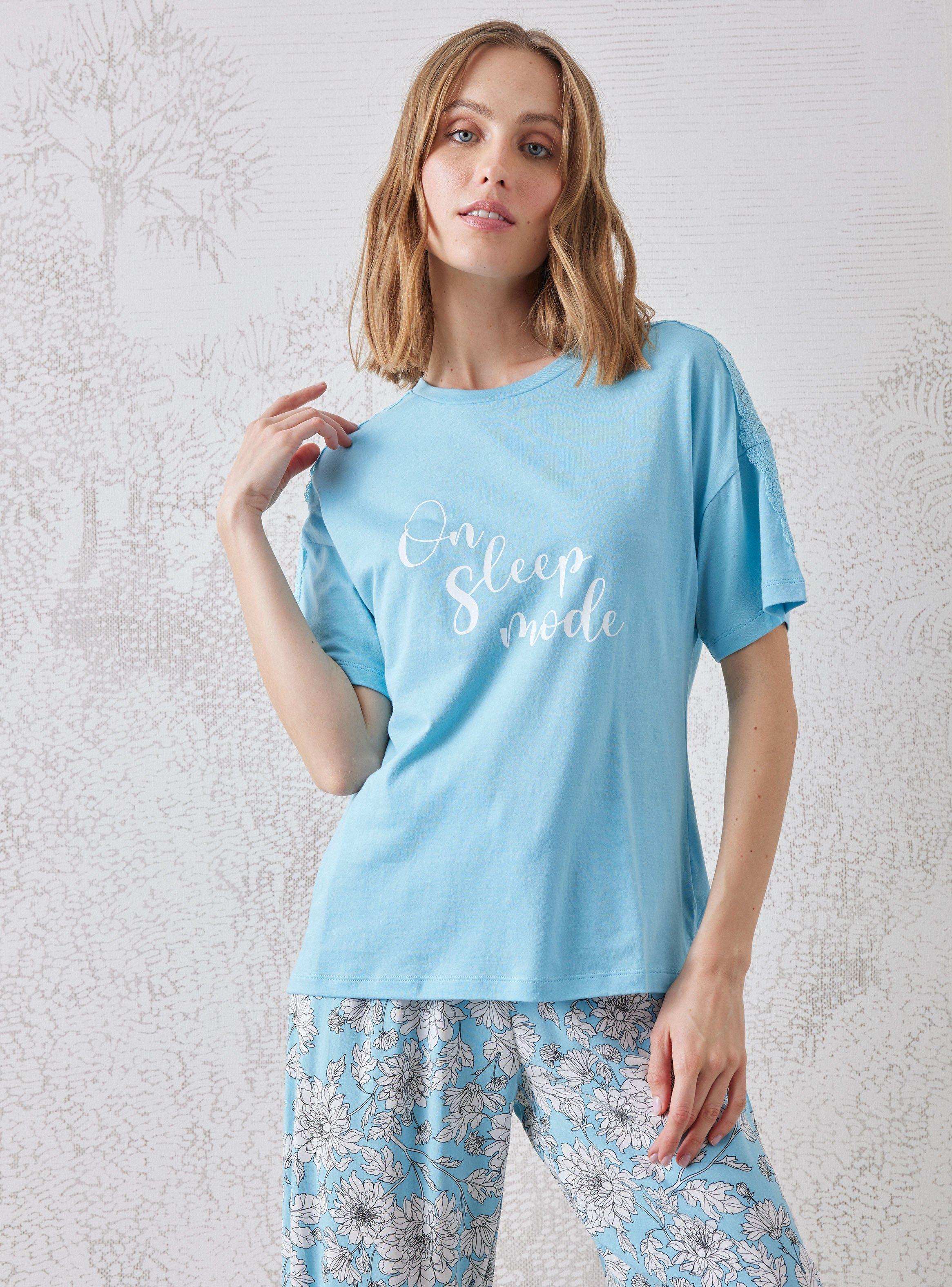 Pijama Polera Texto Pantalón Full Print-0