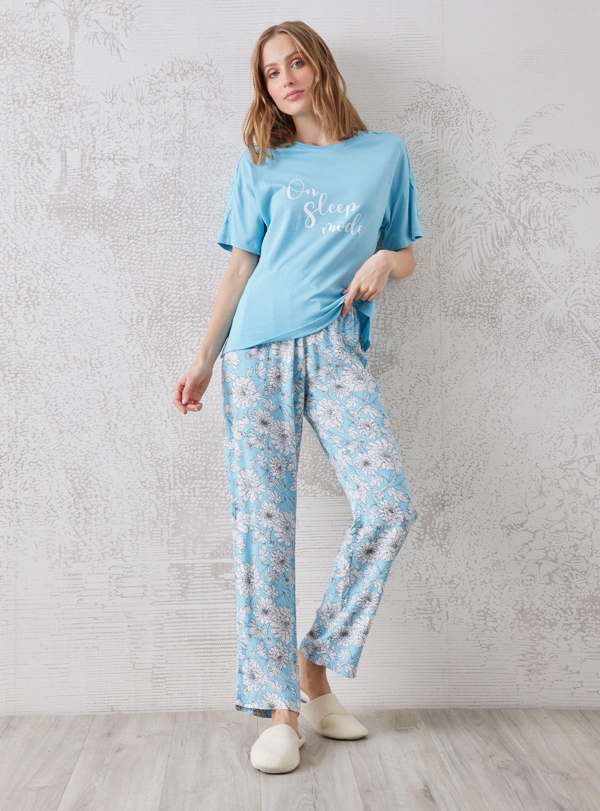 Pijama Polera Texto Pantalón Full Print-4