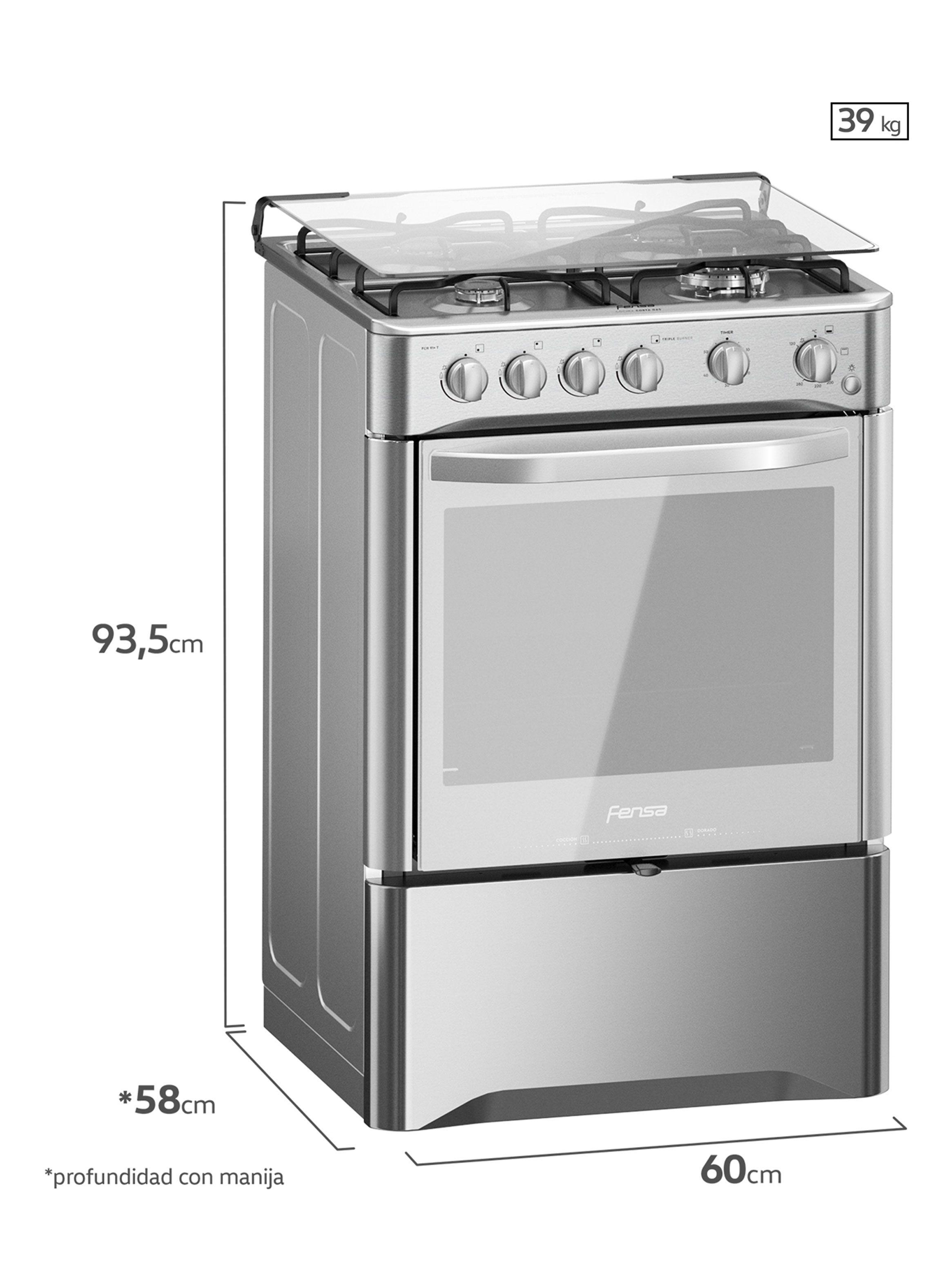 Cocina a Gas 4 Quemadores FCR 91+ T Inox-1