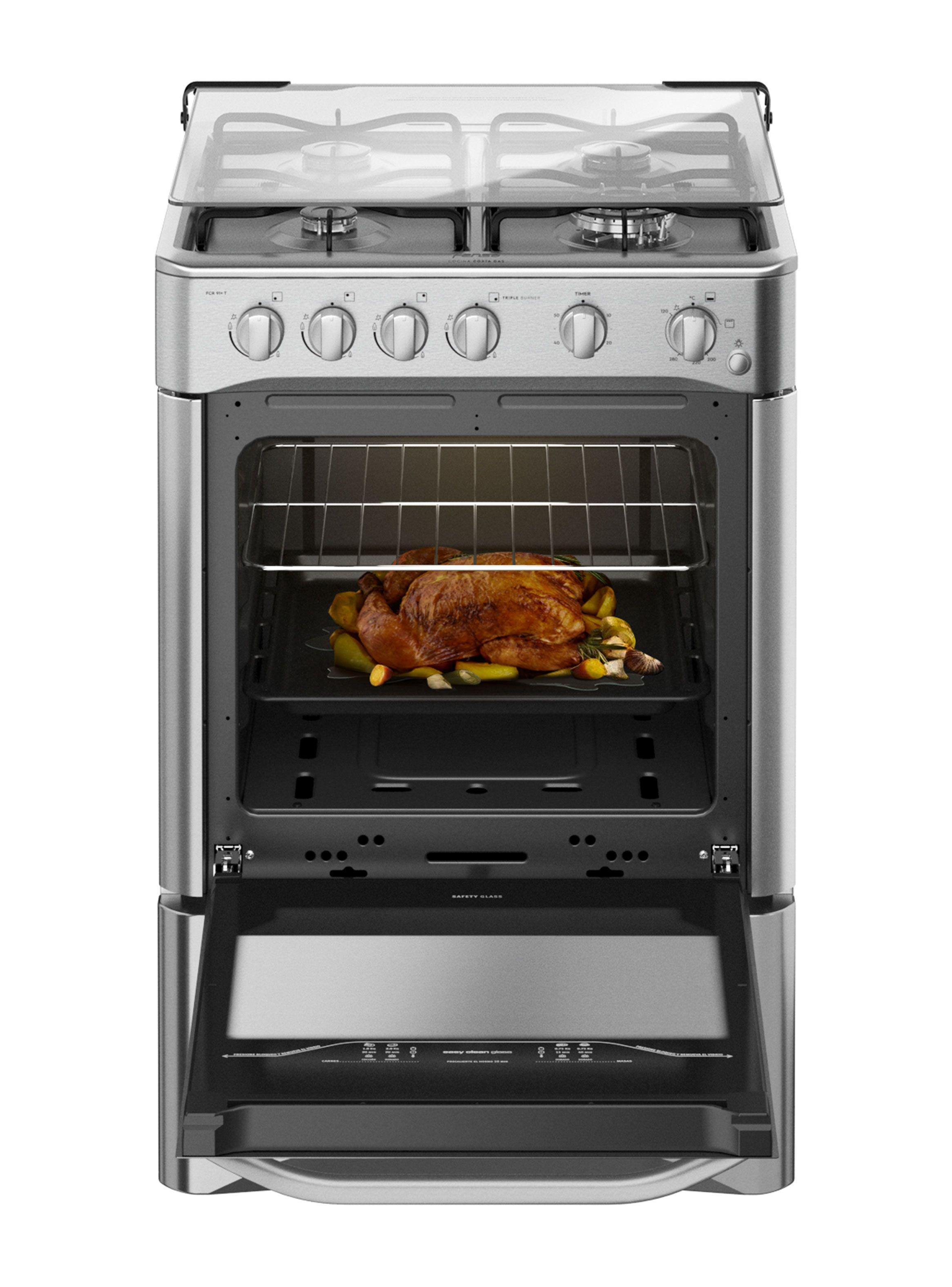 Cocina a Gas 4 Quemadores FCR 91+ T Inox-2