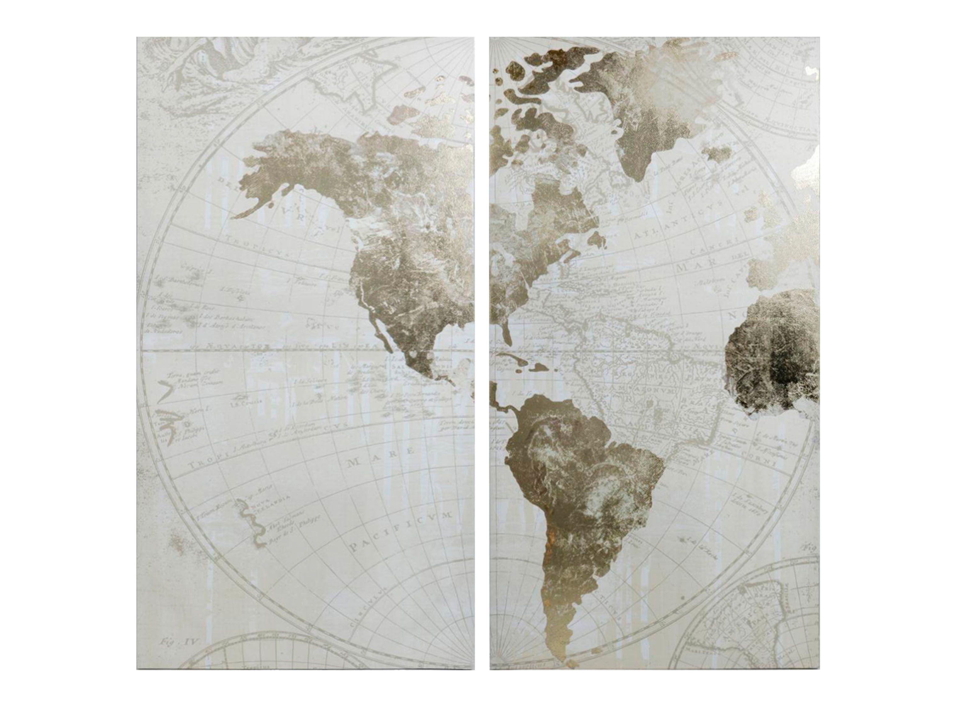 Set 2 Cuadros Decorativos Mapamundi Beige Mallorca-0