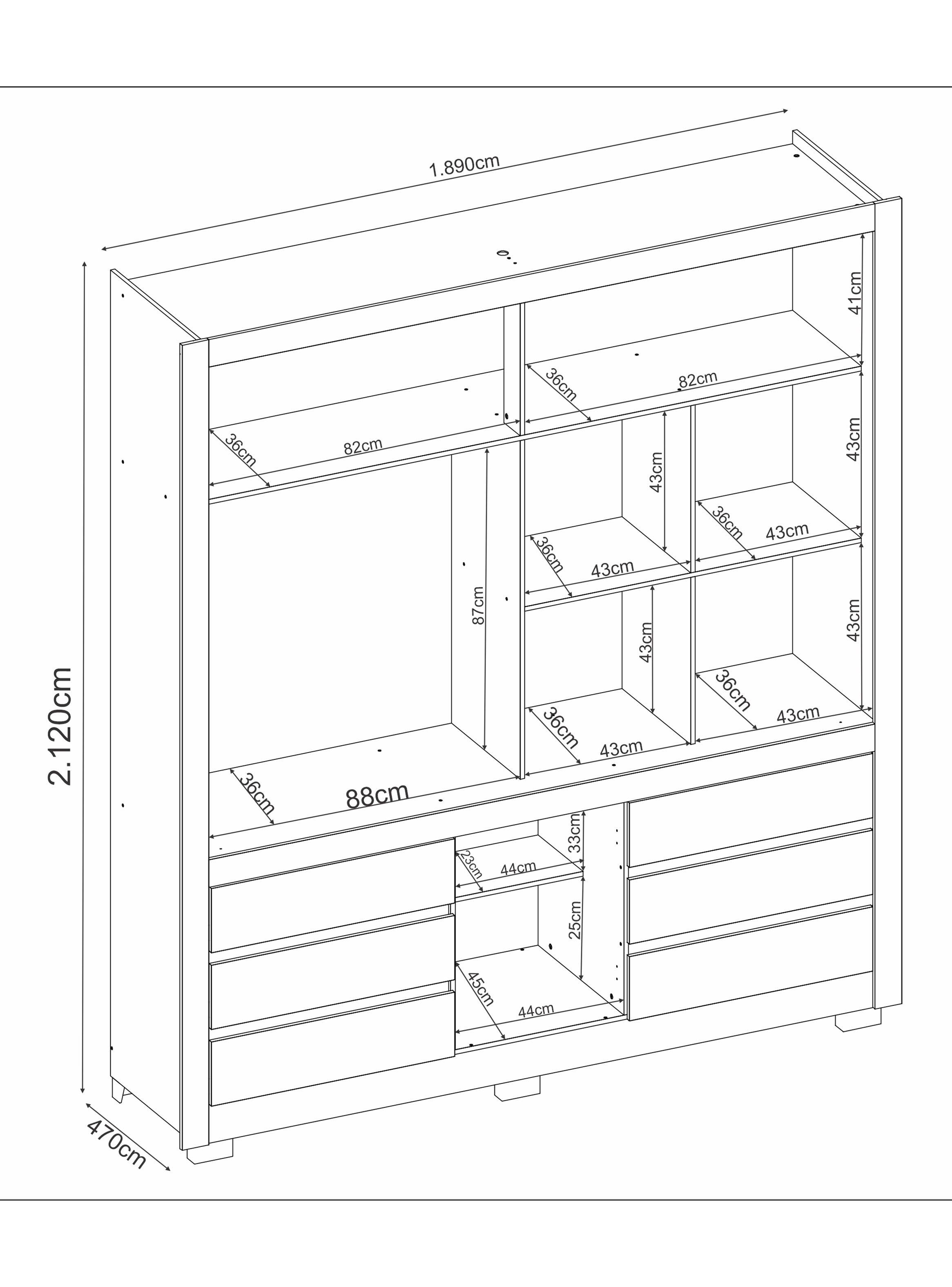 Clóset Arbo 2 Puertas 6 Cajones 1 Zapatera Amendoa-1