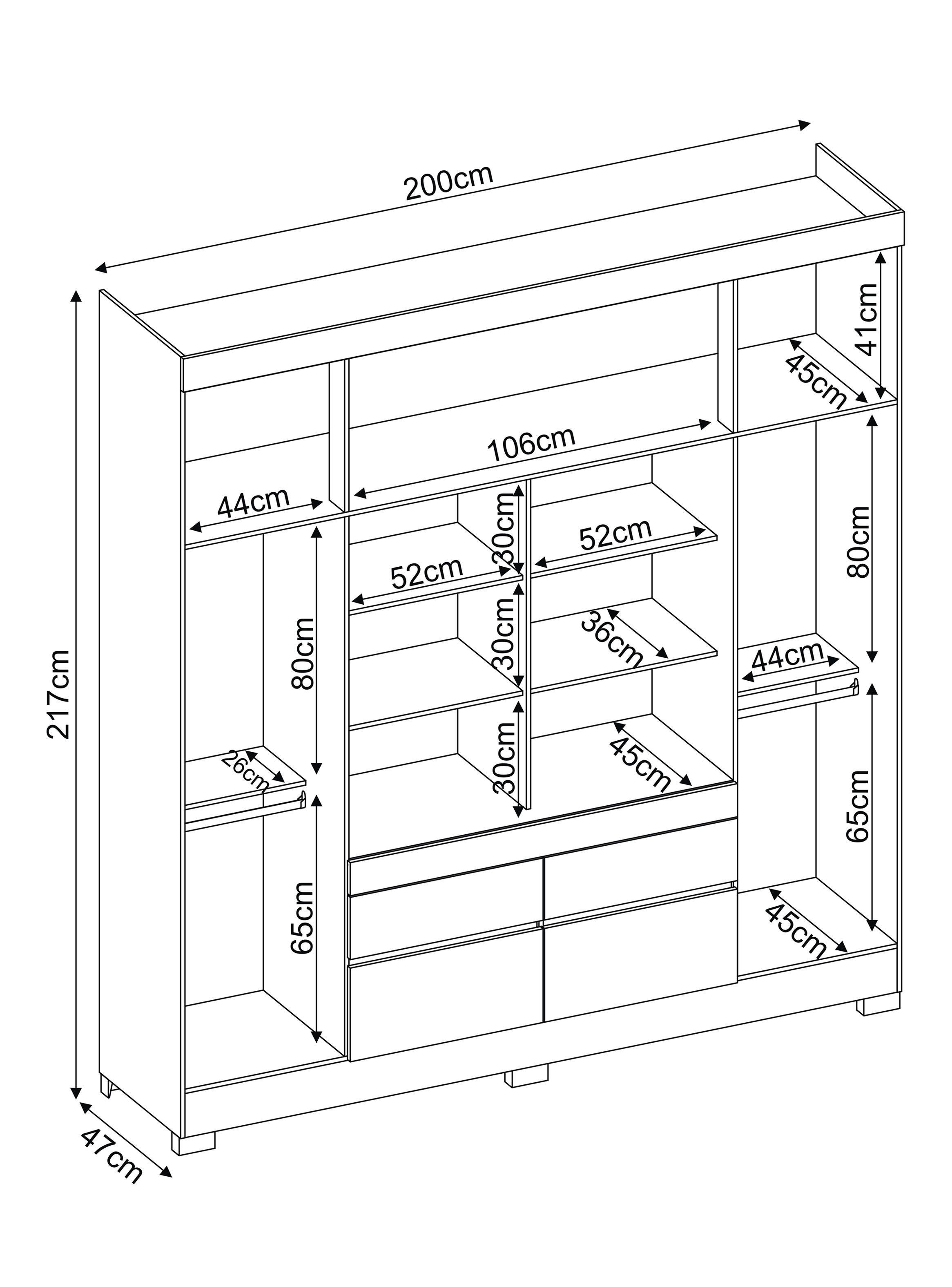 Clóset Bilbao 4 Puertas 4 Cajones Amendoa Blanco-1