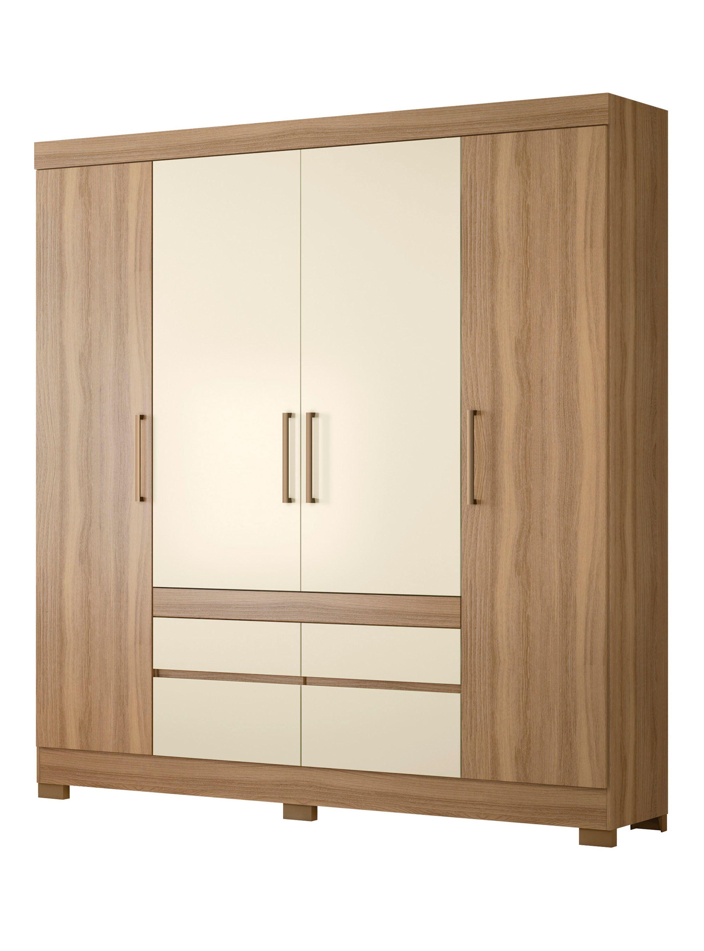 Clóset Bilbao 4 Puertas 4 Cajones Amendoa Blanco-0