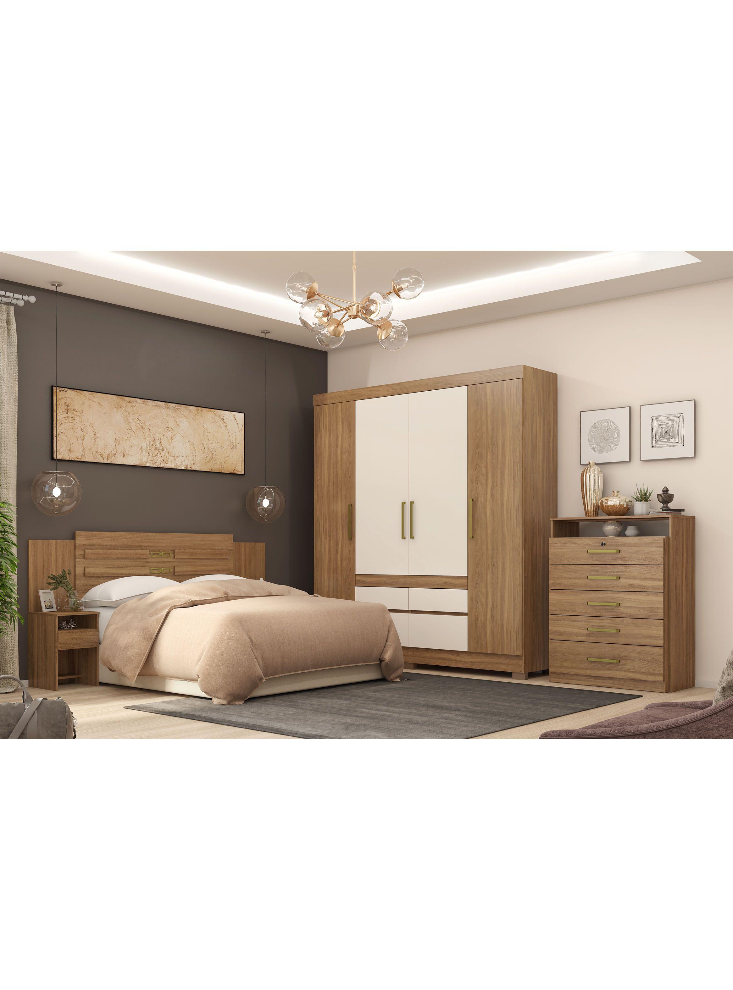 Clóset Bilbao 4 Puertas 4 Cajones Amendoa Blanco-3