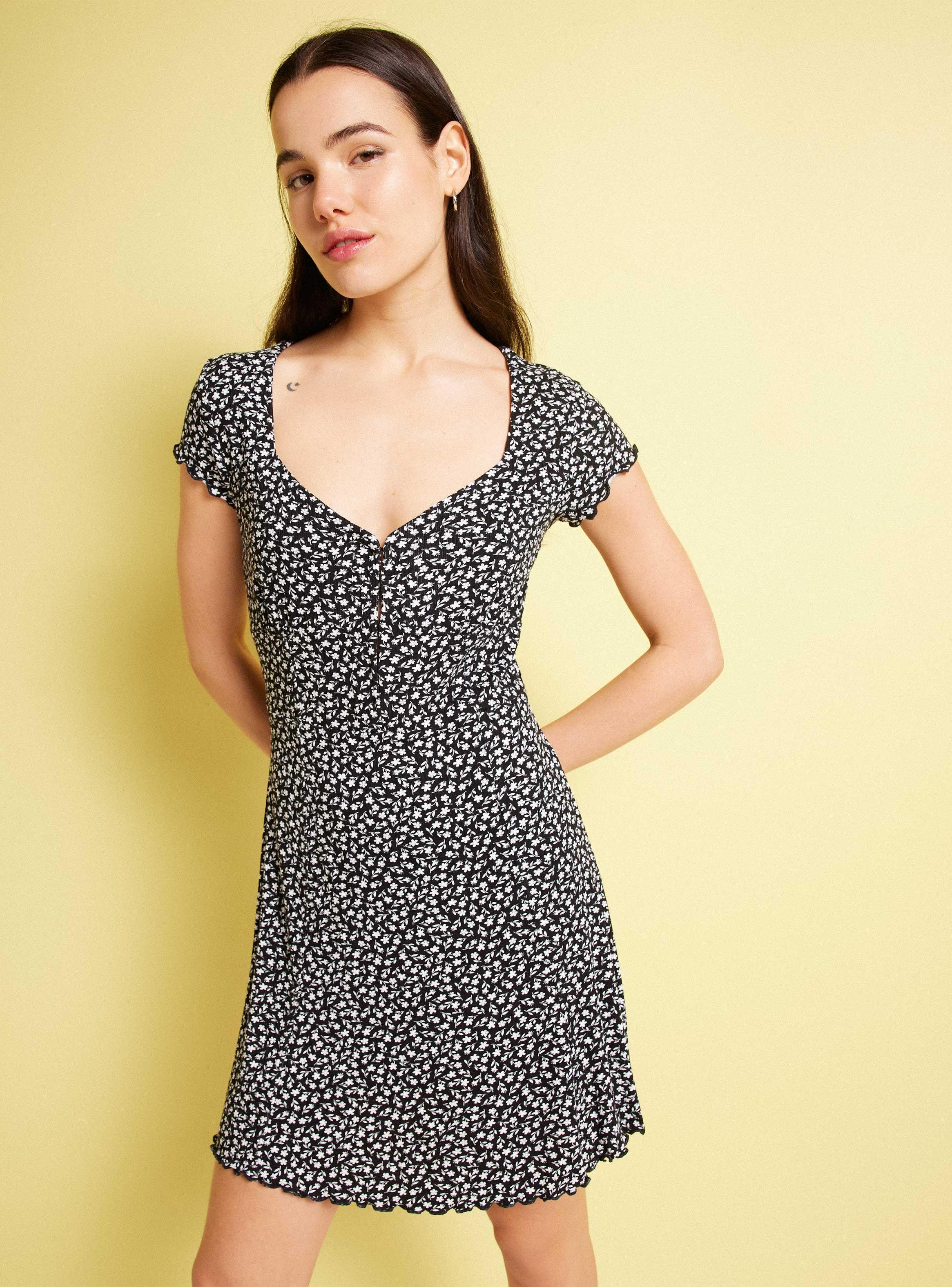 Vestido Corto Manga Abullonada-0