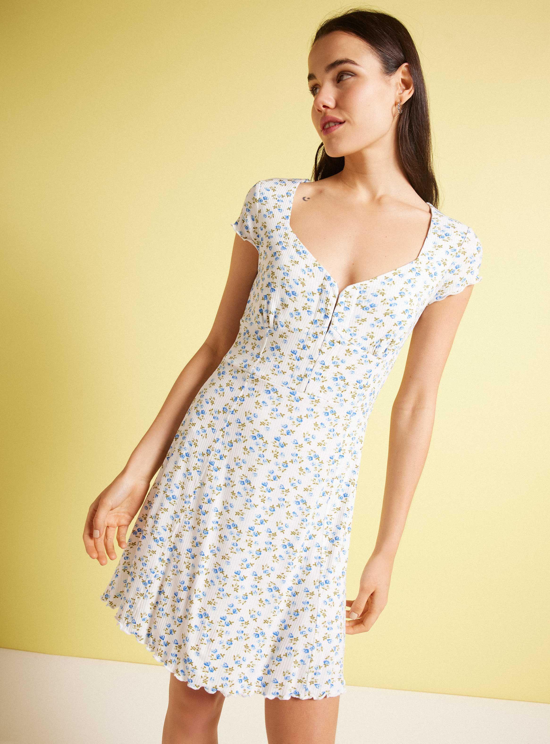 Vestido Corto Manga Abullonada-0